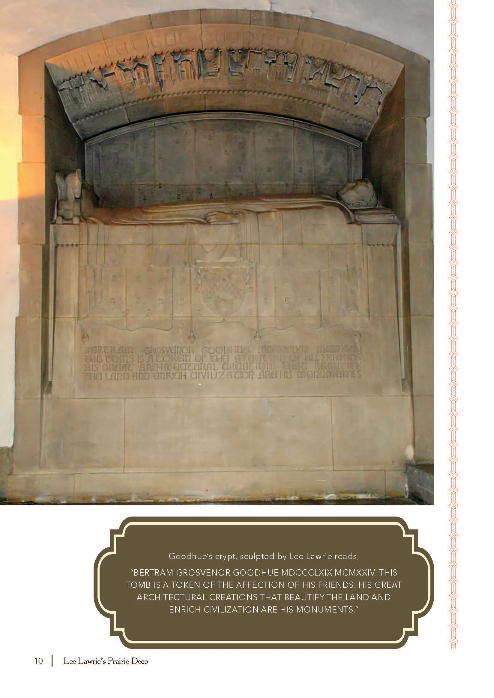 The tomb as pictured in Lee Lawrie’s Prairie Deco, Church of the Intercession, New York