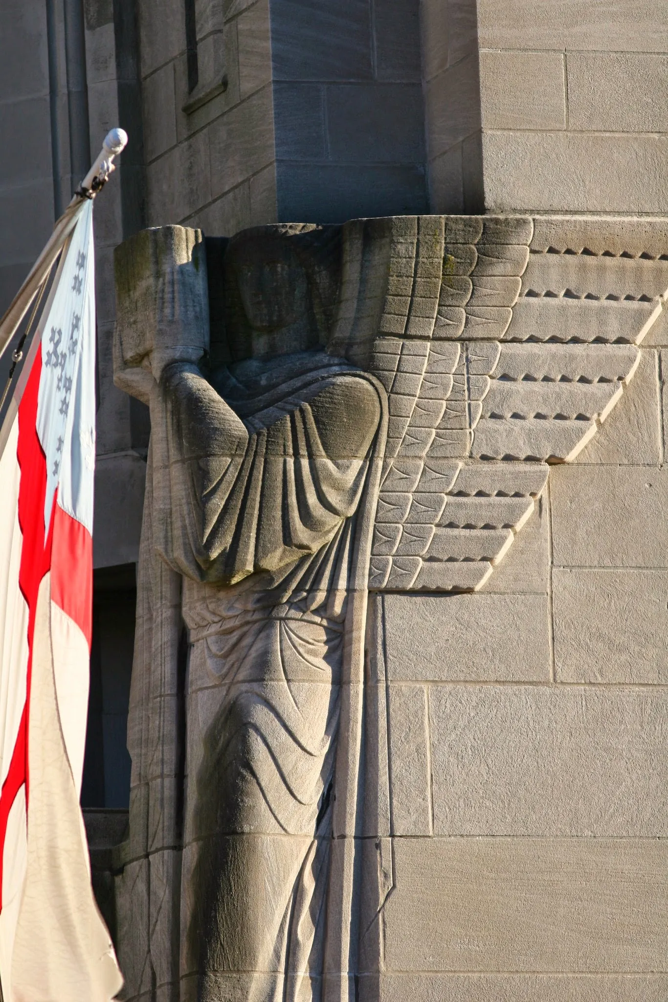 Winged figure at the church entrance, New York City