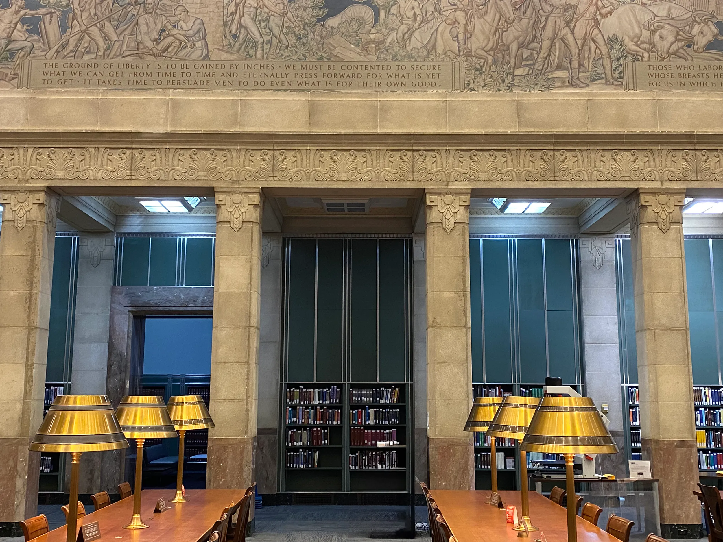 This is the Fifth Floor Reading Room. It is lushly appointed with highly decorated lintels, columns and column capitals., Library of Congress · 1939