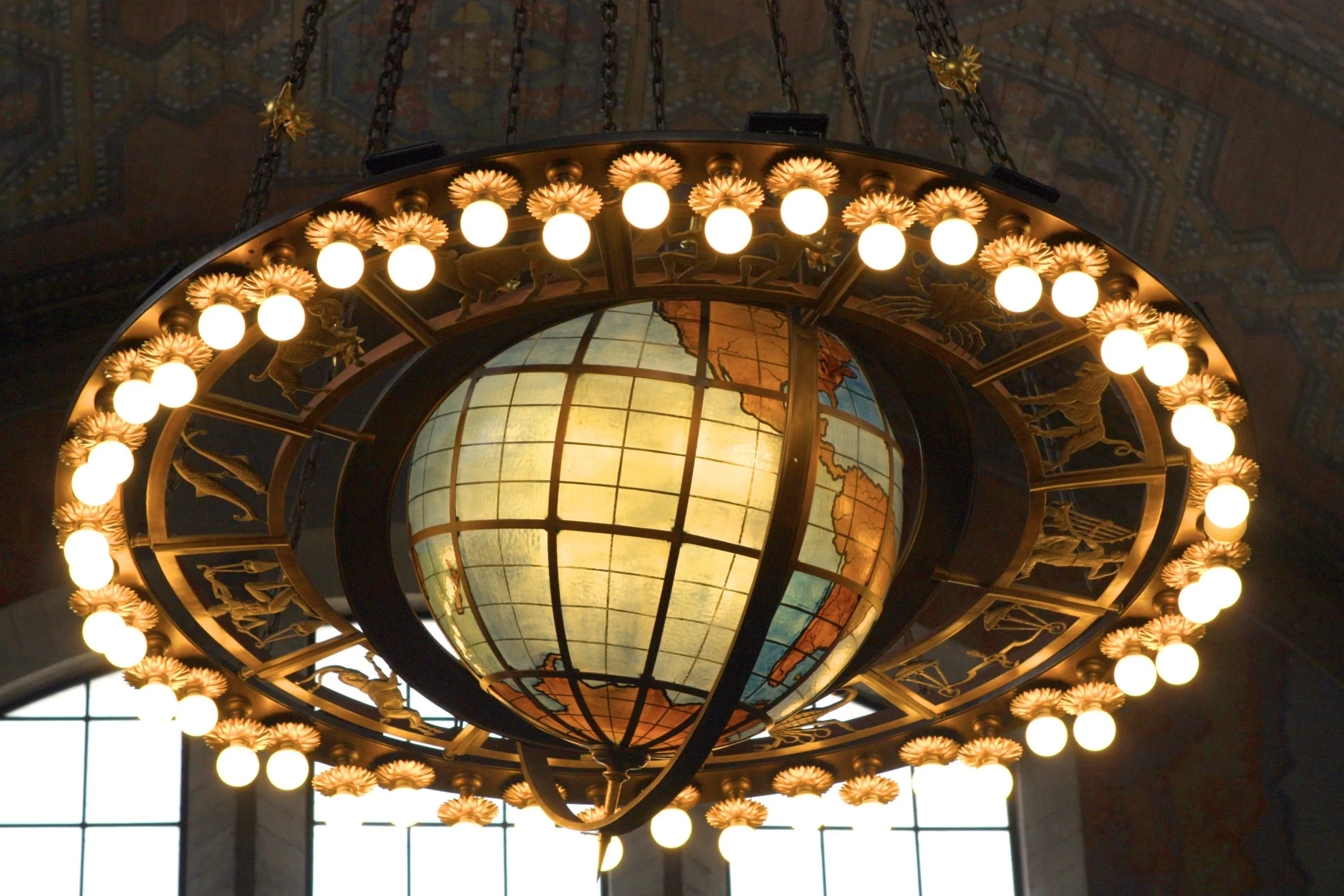 Chandelier with zodiac figures, Los Angeles, California