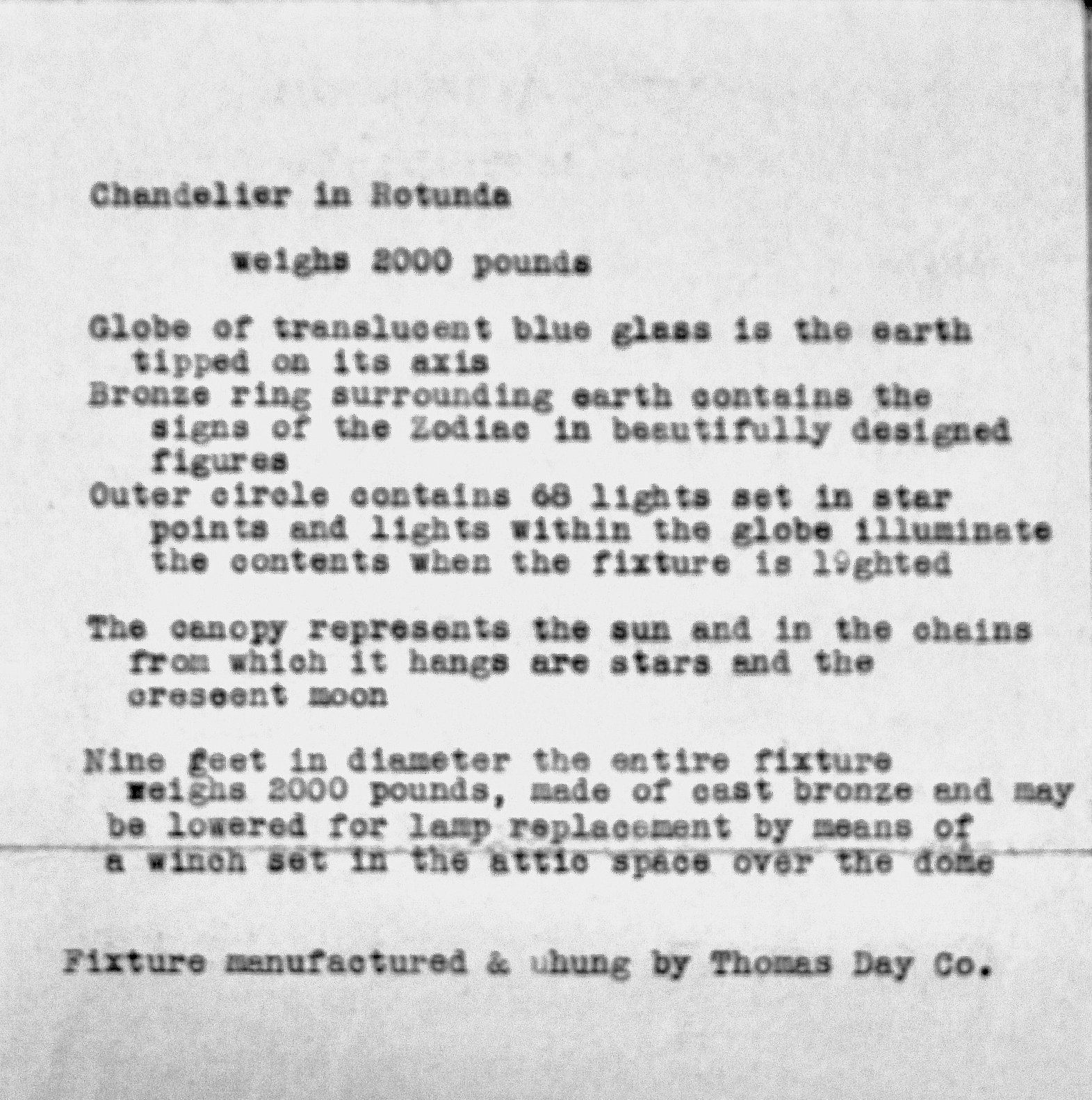 Information on the chandelier in the Rotunda, Los Angeles, California