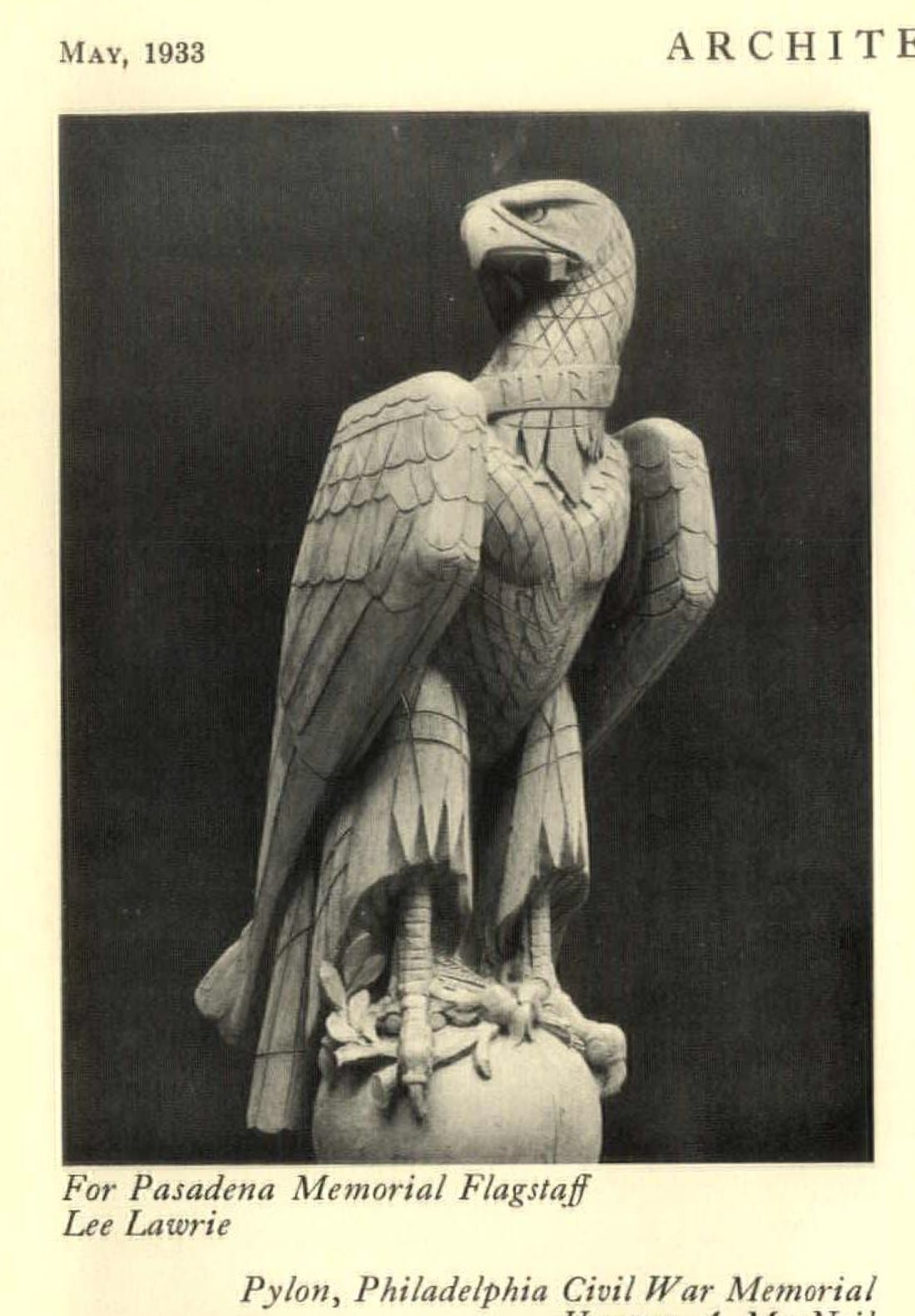 Photograph of Lawrie’s Eagles. A survey of eagles created for civic, educational and memorial settings.