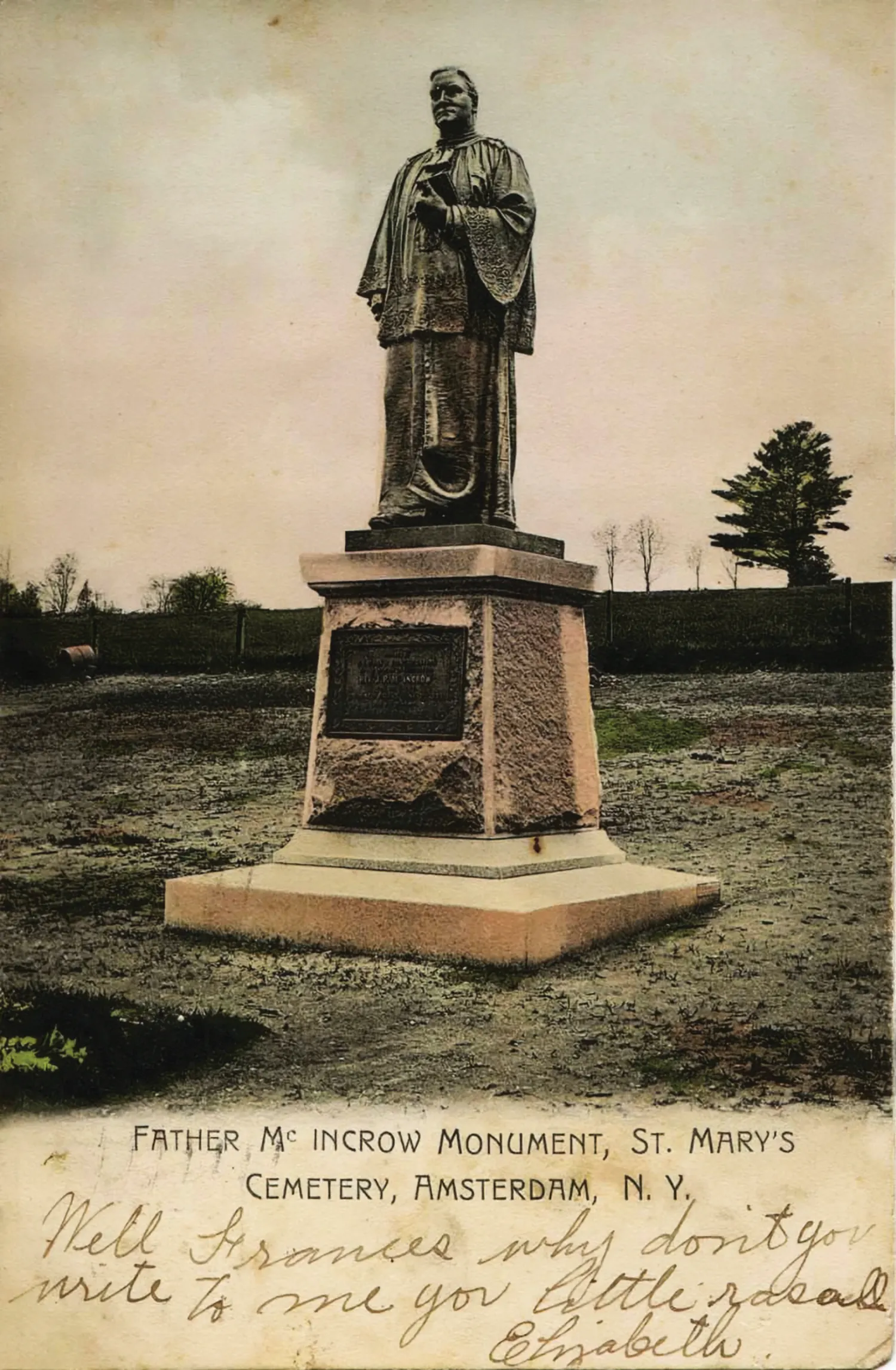 Antique postcard of Lawrie’s first commission, Amsterdam, New York · 1897
