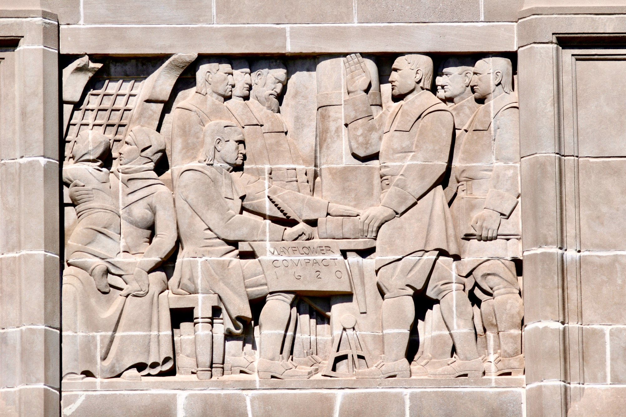 The Mayflower Compact relief in the Nebraska State Capitol’s History of Law programme