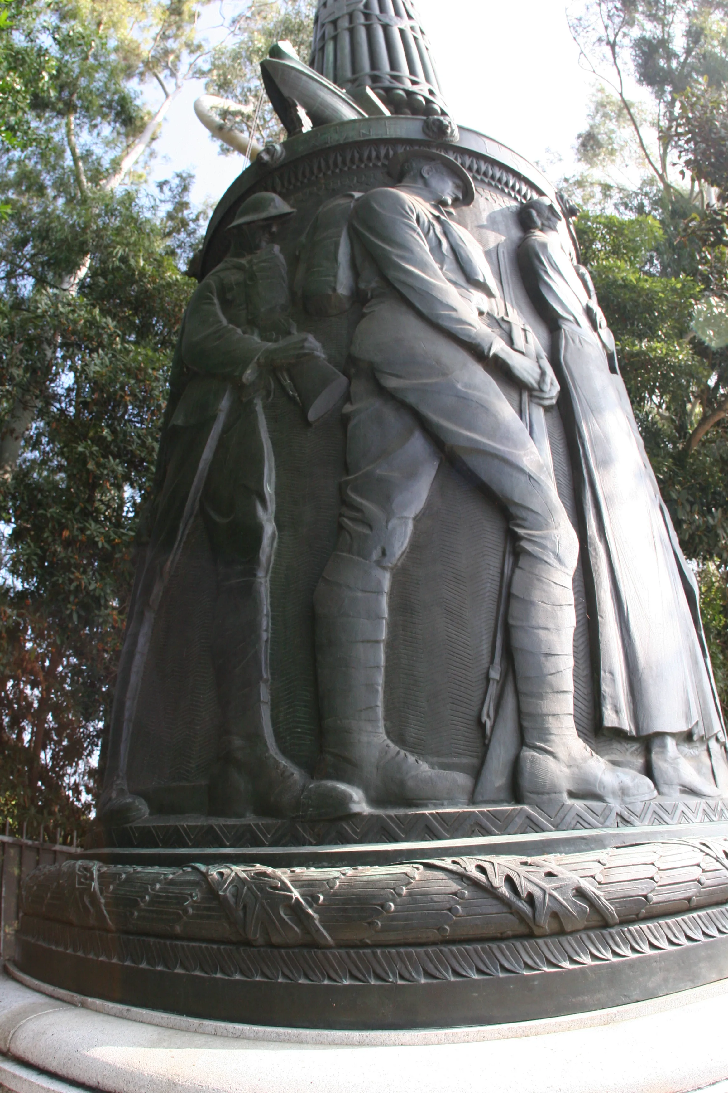 Photograph of Soldier relief at the bronze base, from Lee Lawrie’s Pasadena, California · 1923 collection.