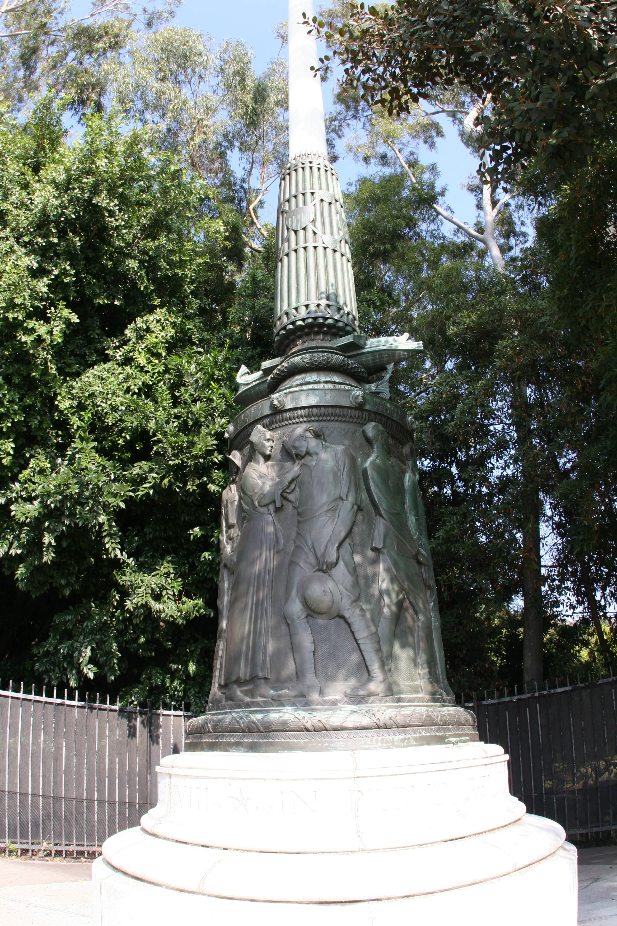 Photograph of The flagstaff and sculptural base, from Lee Lawrie’s Pasadena, California · 1923 collection.