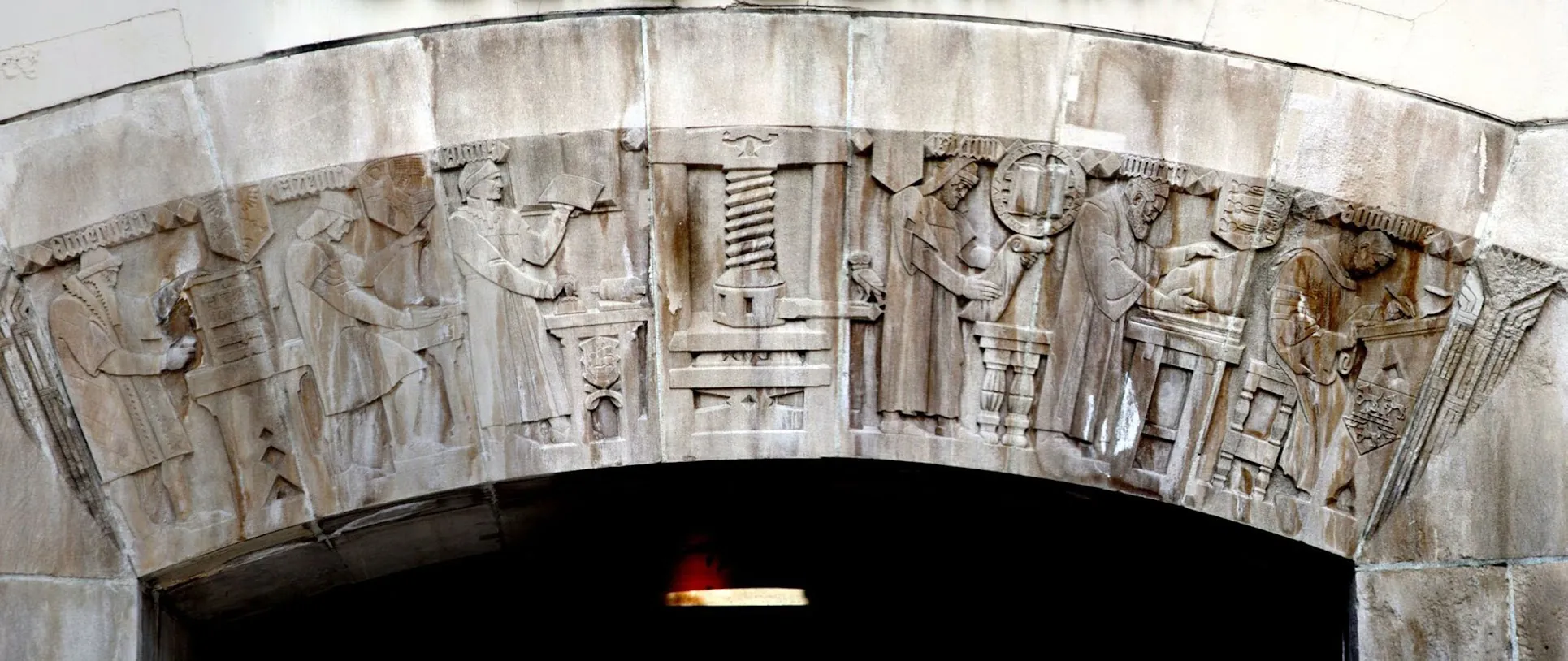 Printers’ Tunnel relief, panoramic view, Los Angeles Public Library
