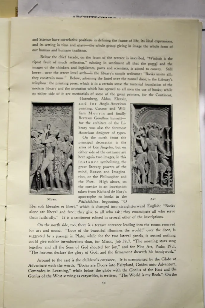 Historic description of the Printers’ Tunnel programme, Los Angeles Public Library