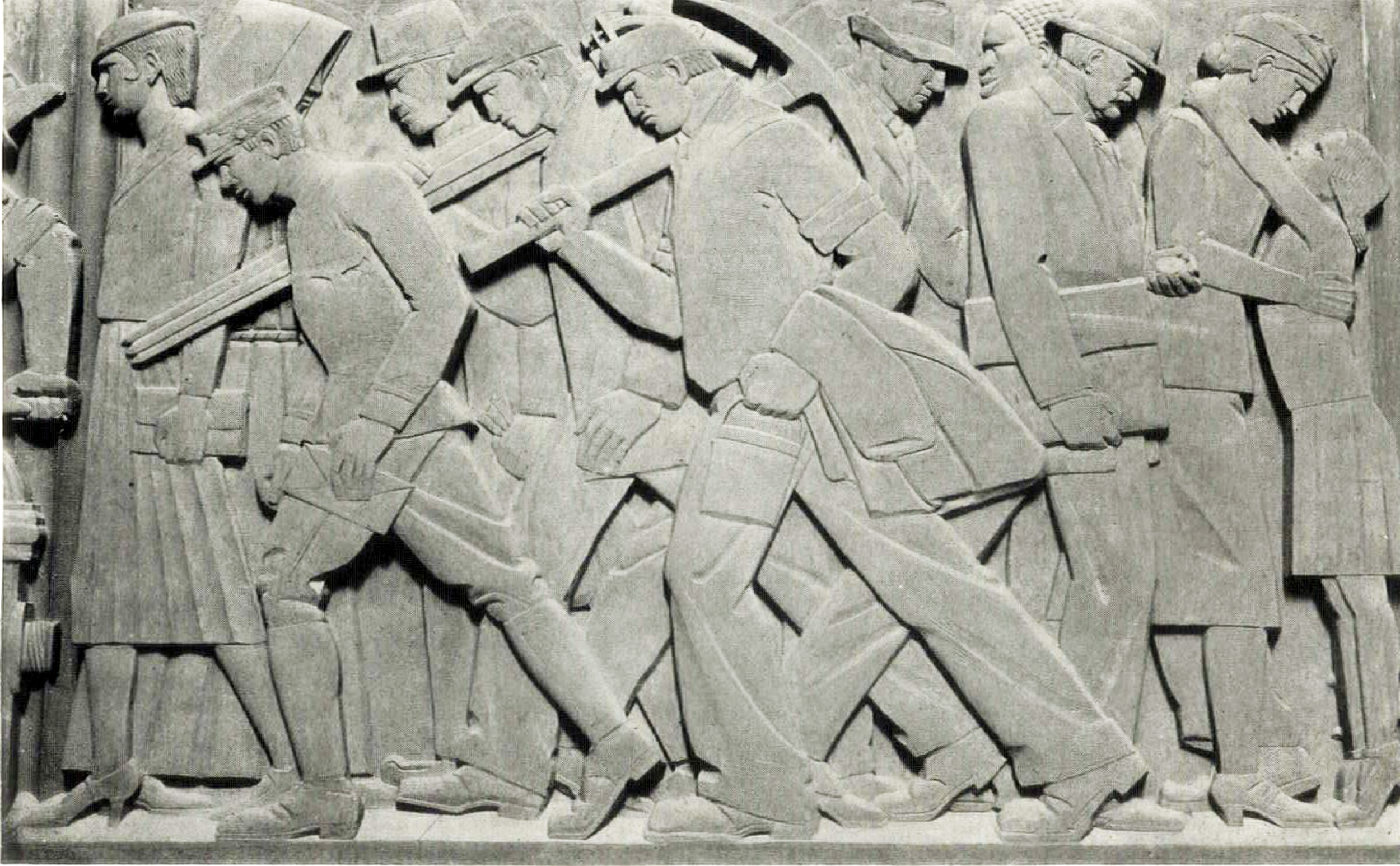Street scene relief by Lee Lawrie, American Architect · July 1933