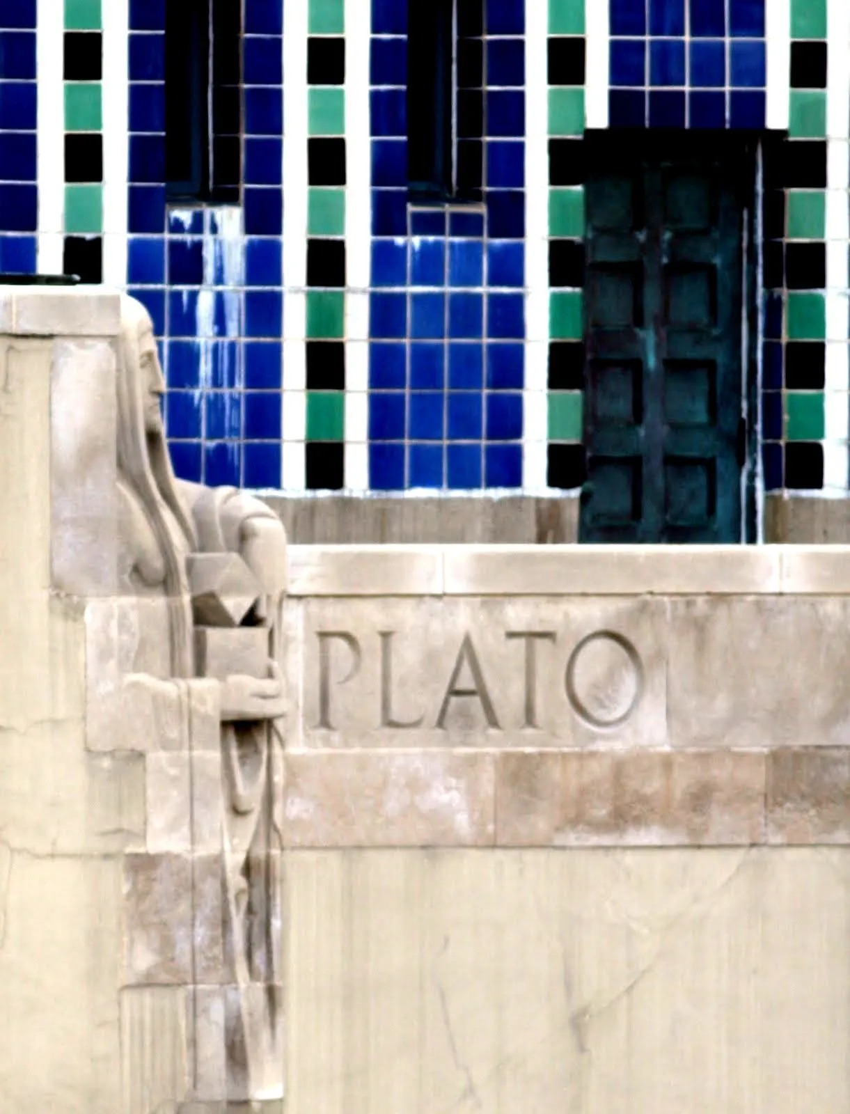 Plato, author of The Republic, holding a dodecahedron, Los Angeles Public Library Tower