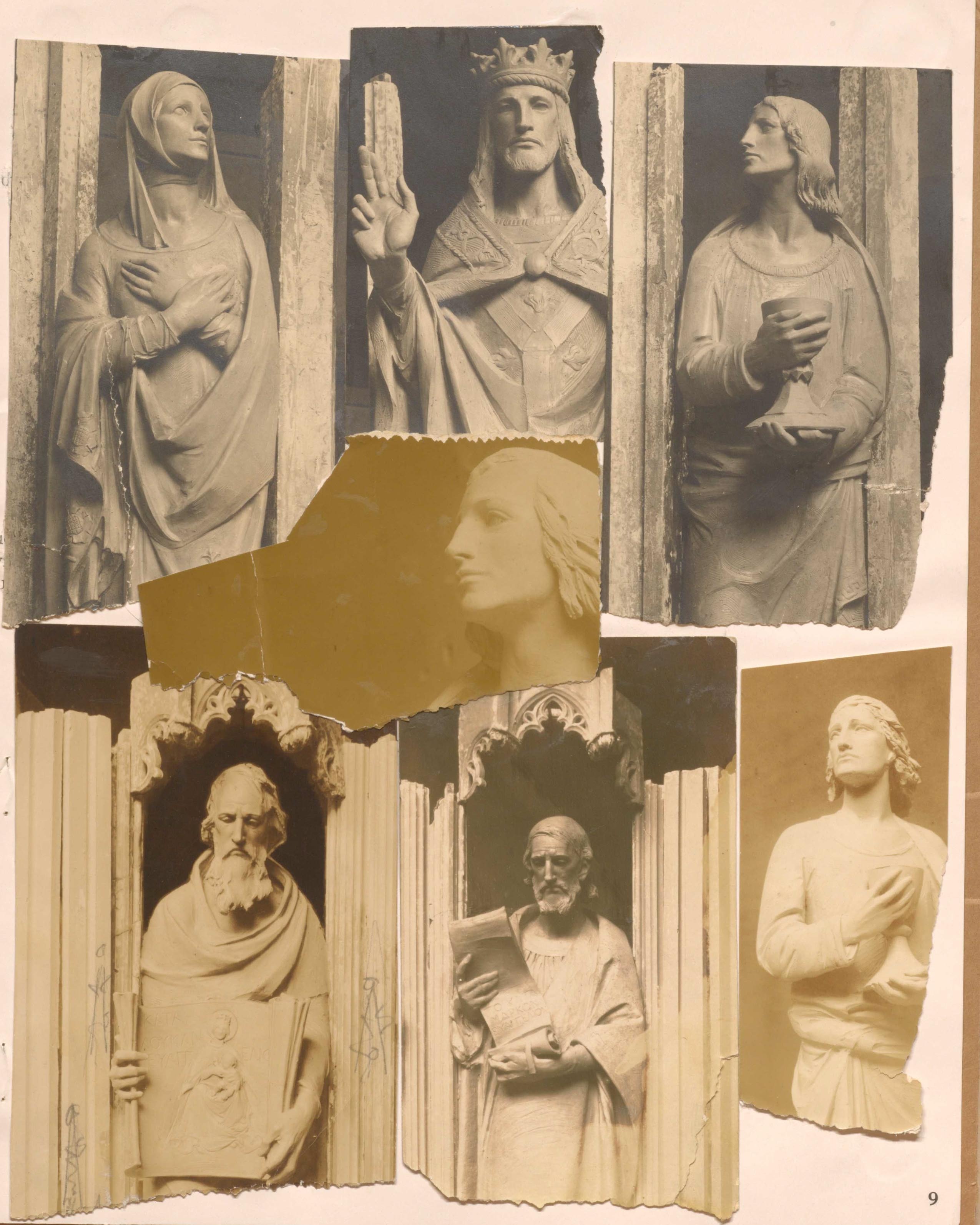 Collage of sculptural studies for saints in the St. Thomas reredos