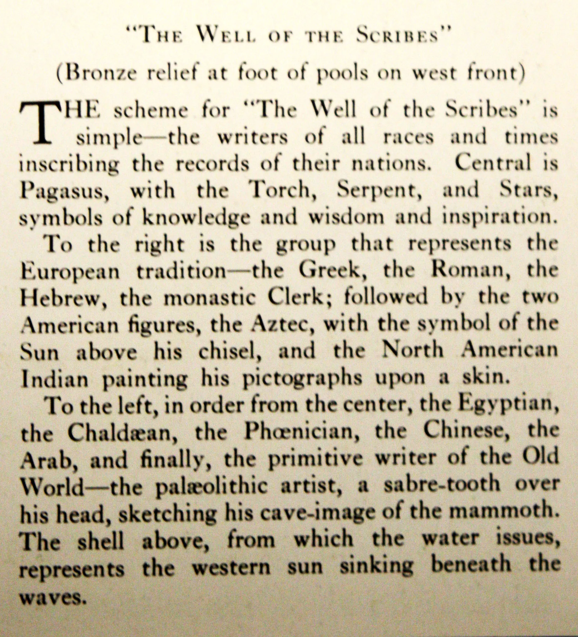 Contemporary explanation of The Well of Scribes, Los Angeles Central Public Library