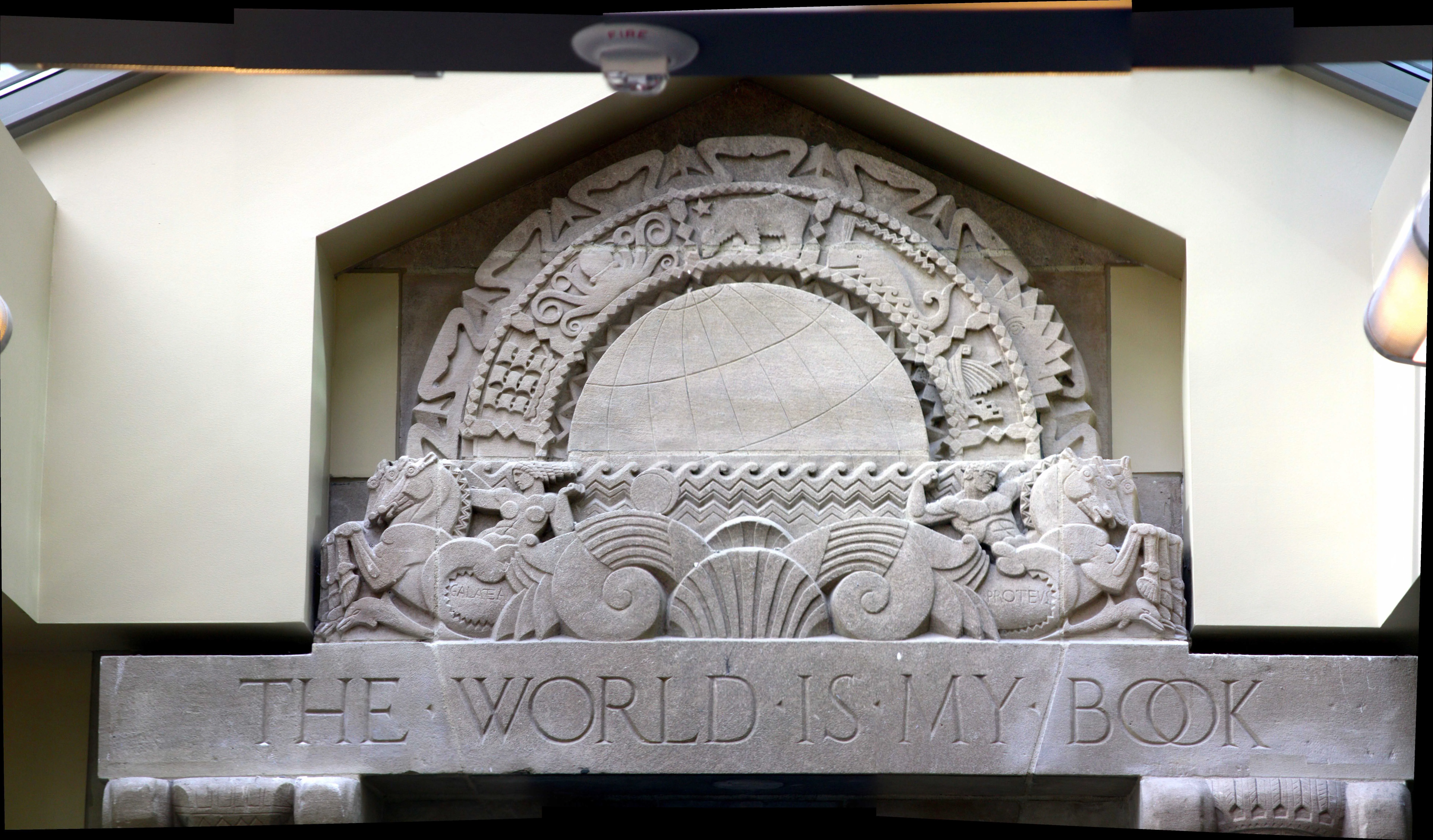 The World Is My Book lintel, Los Angeles Public Library · Children’s Court