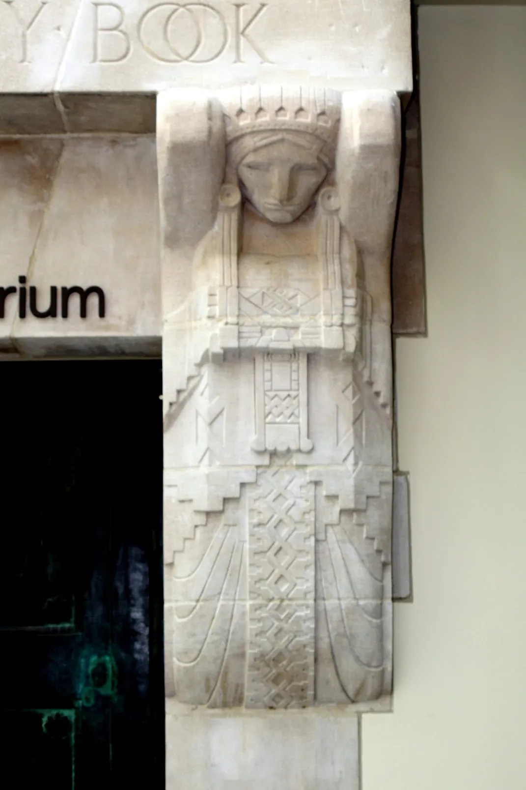 Caryatid at the Children’s Court doorway, Los Angeles Public Library · Children’s Court