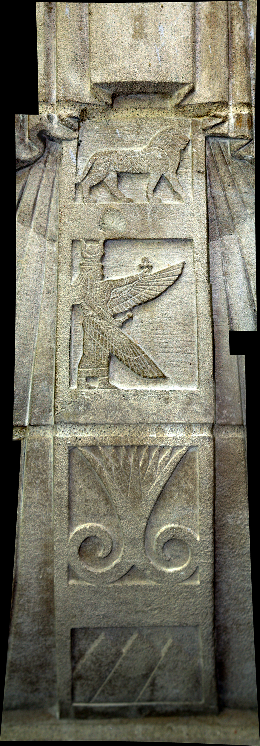 Caryatid symbols, Los Angeles Public Library · Children’s Court