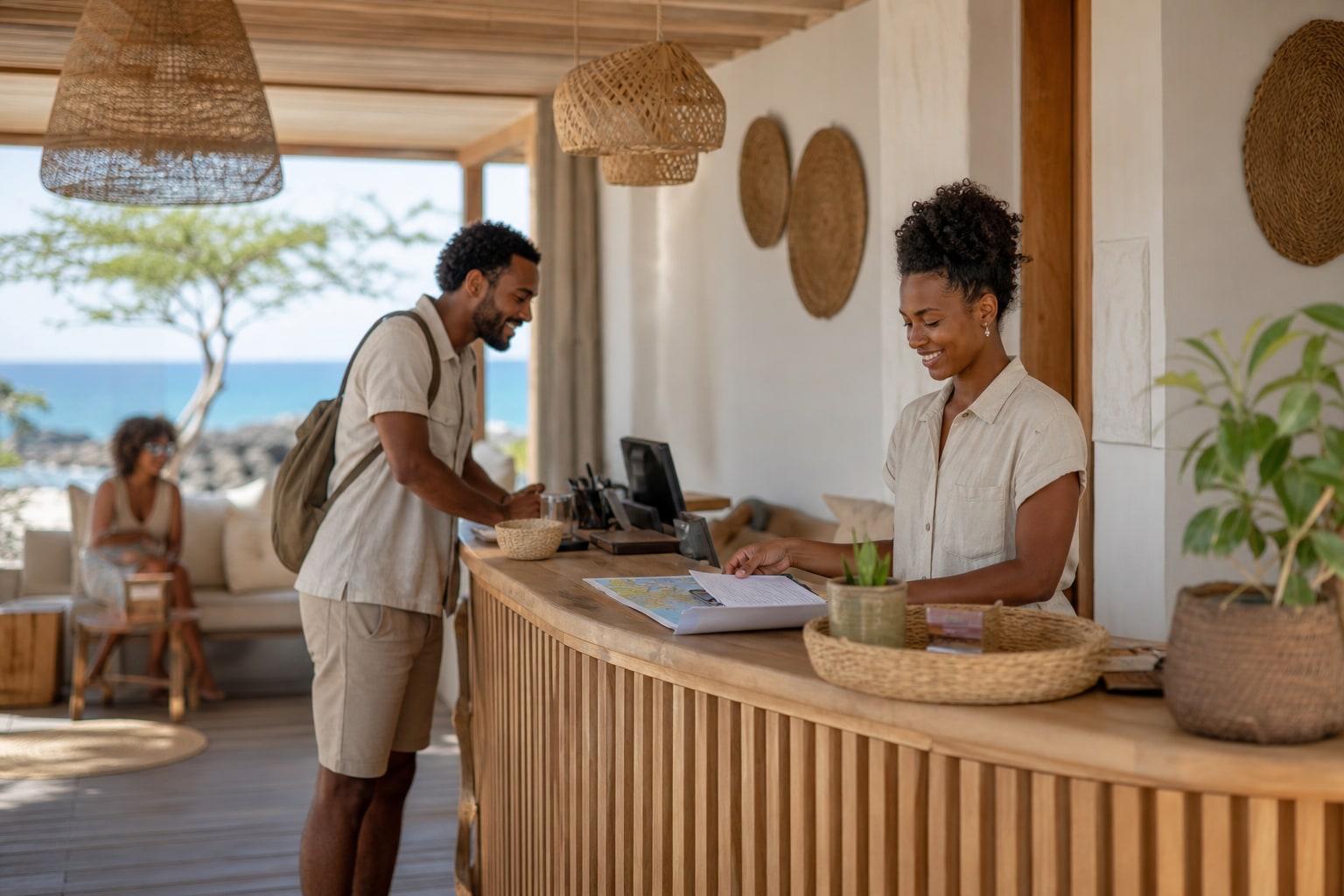 Illustrative guesthouse reception in Praia, Cabo Verde
