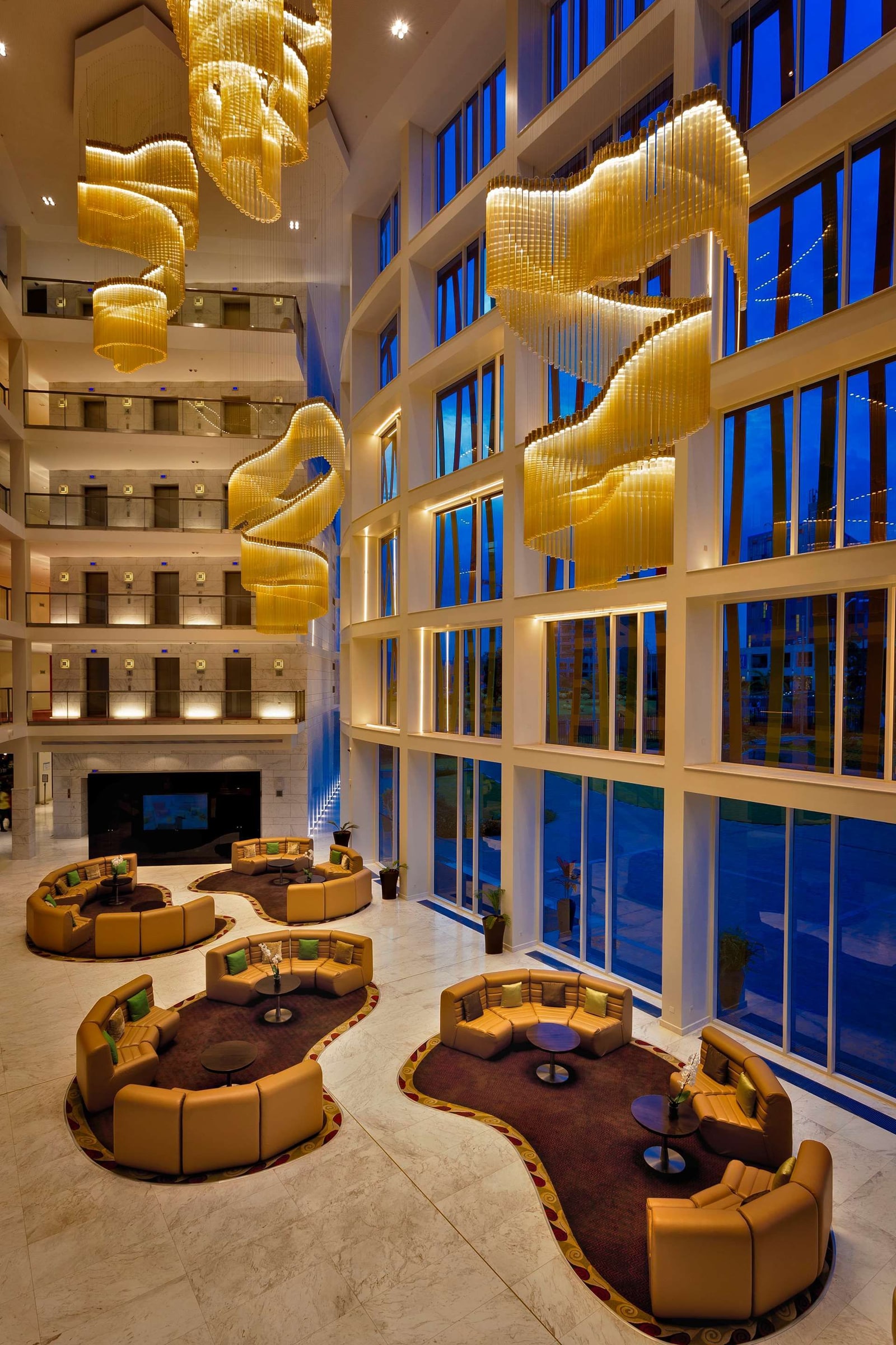 Contemporary hotel lobby in Kigali, Rwanda
