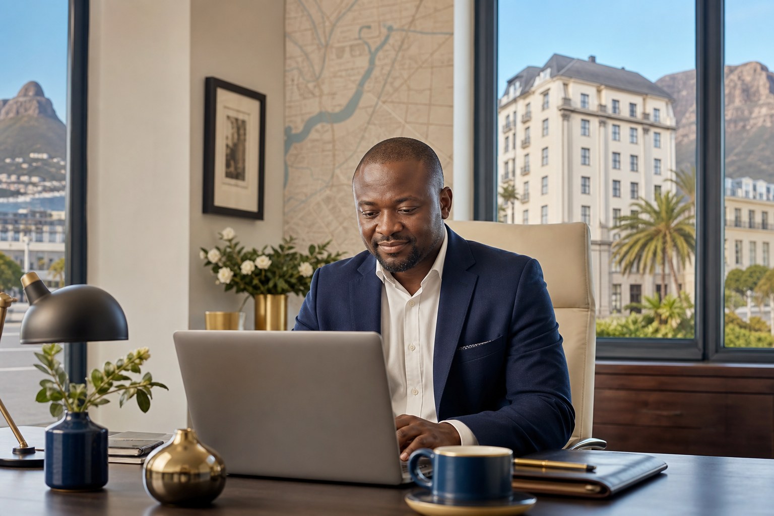 Hotel manager reviewing multiple property operations