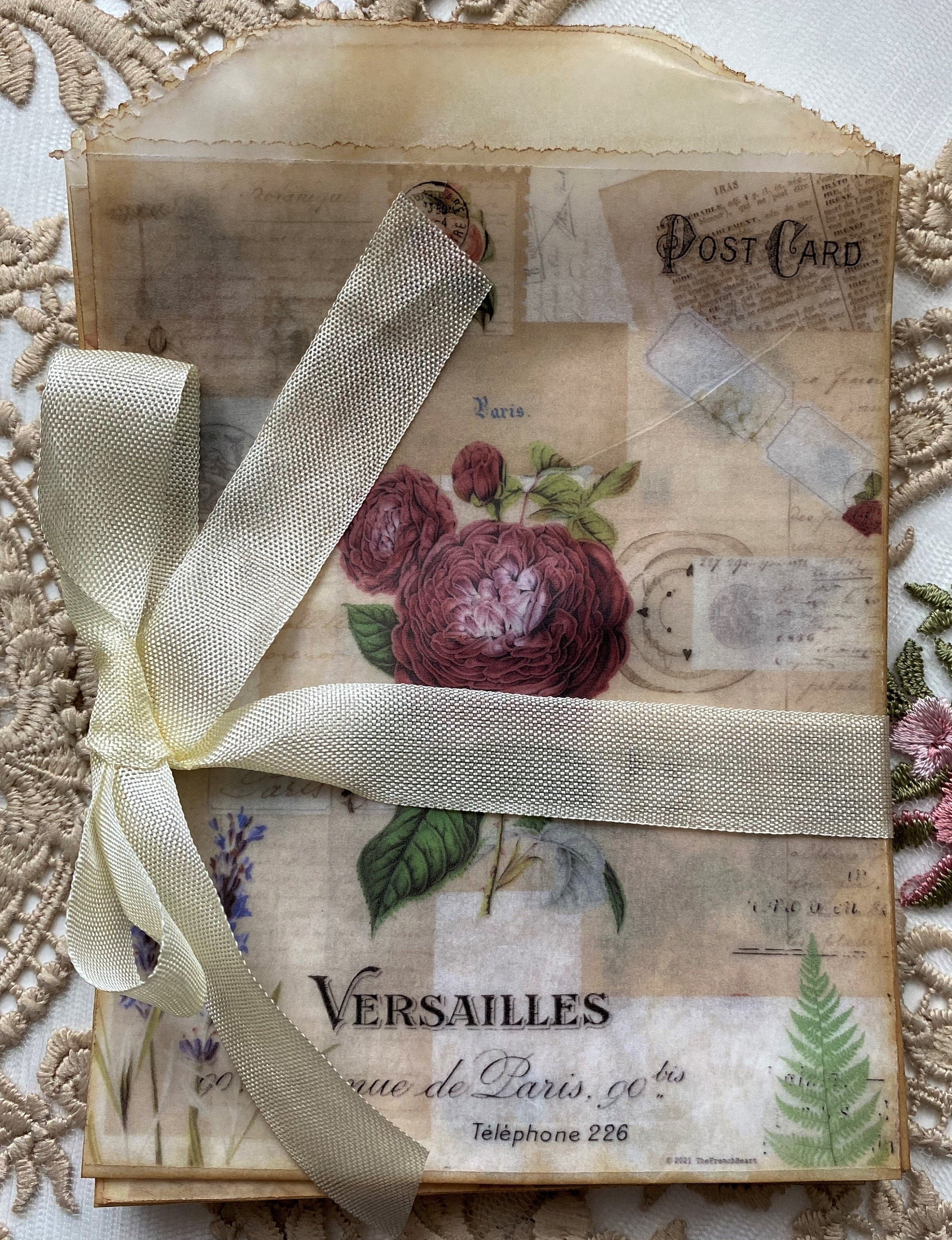 French Collage Glassine Favor Bags – Vintage Paris Ephemera, Set of 8