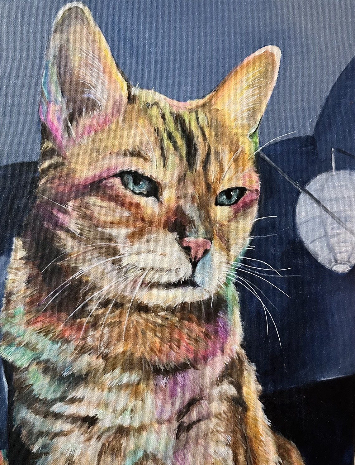Colorful painted cat portrait by Michelle Johnson Fairchild