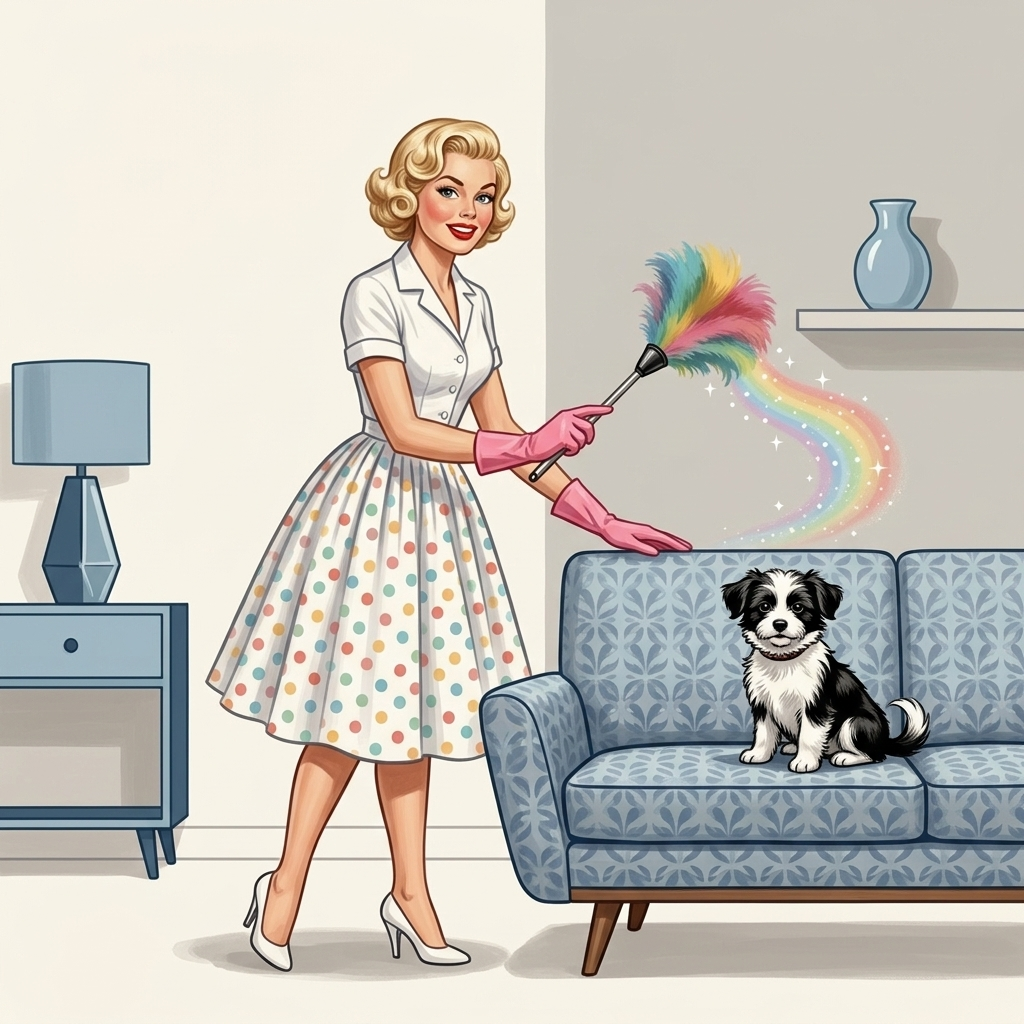 Ms. Nicely and Spot at home