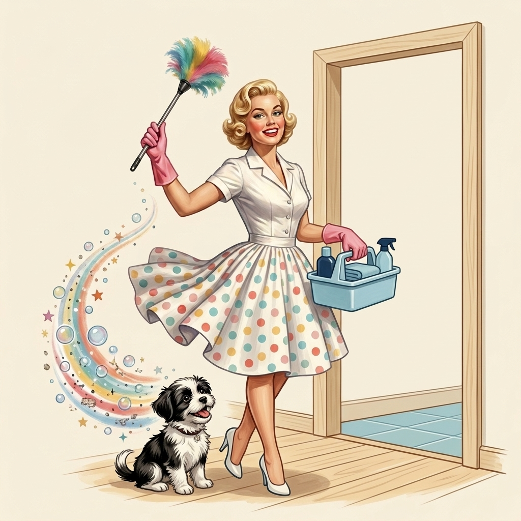 Ms. Nicely and Spot welcoming you home