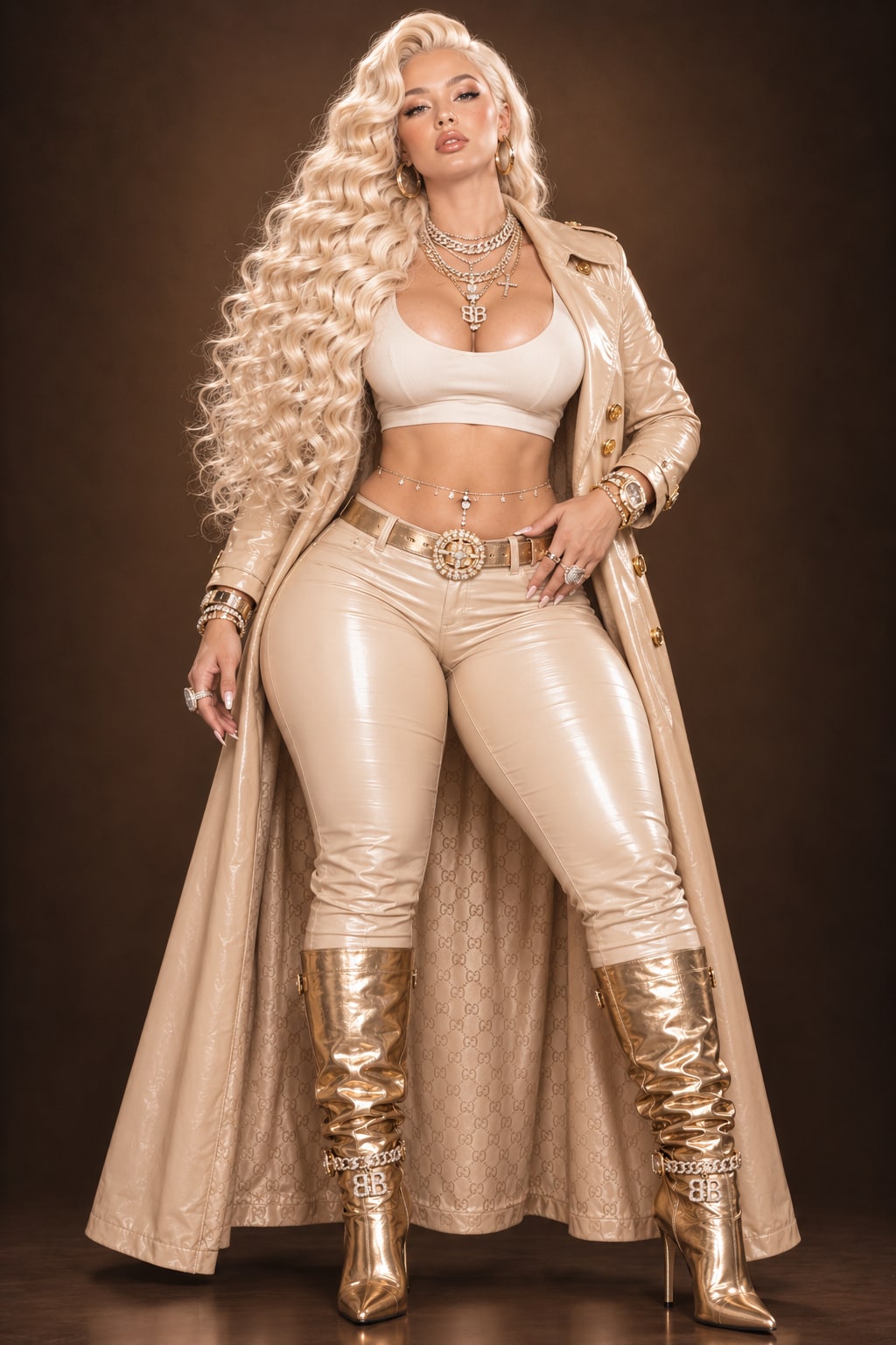Latrice in a gold fashion look