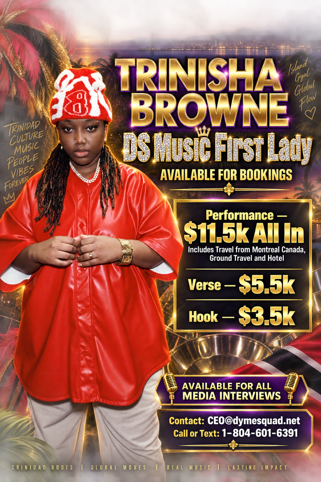 Trinisha Browne booking one-sheet