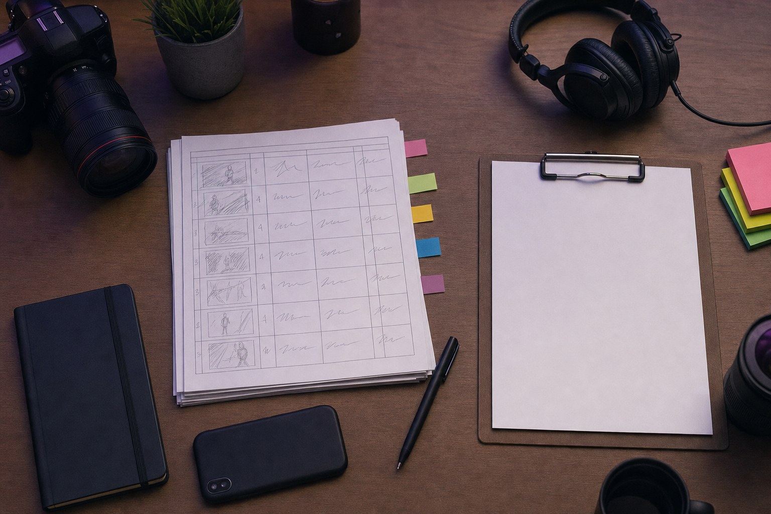 Shot list and production planning materials for a music video campaign