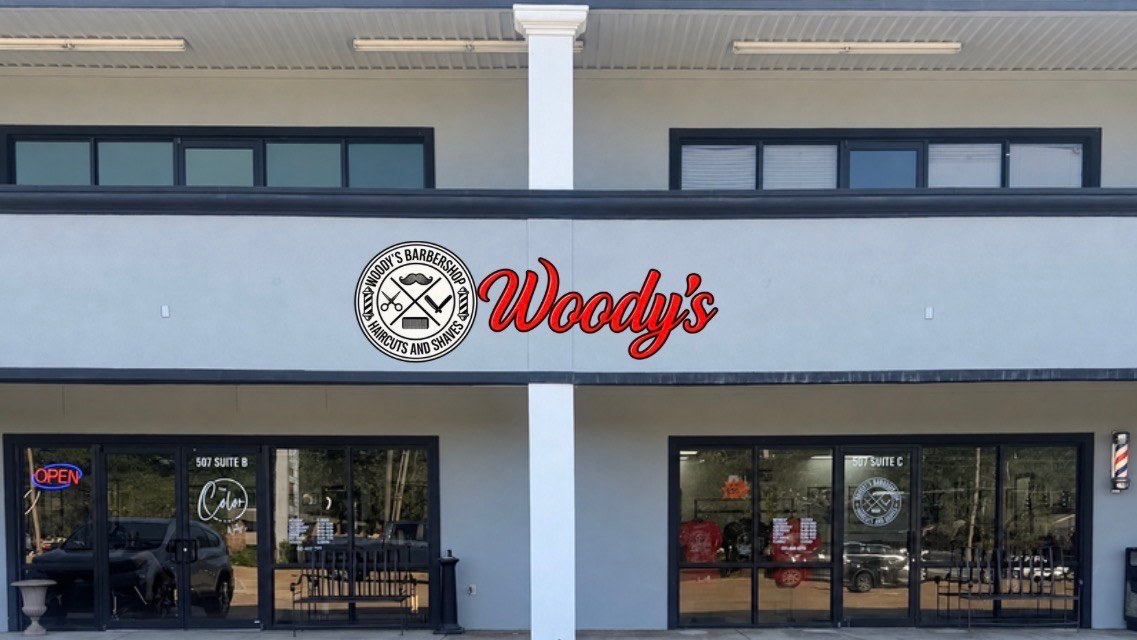 Woody’s Barber Shop storefront in Clinton