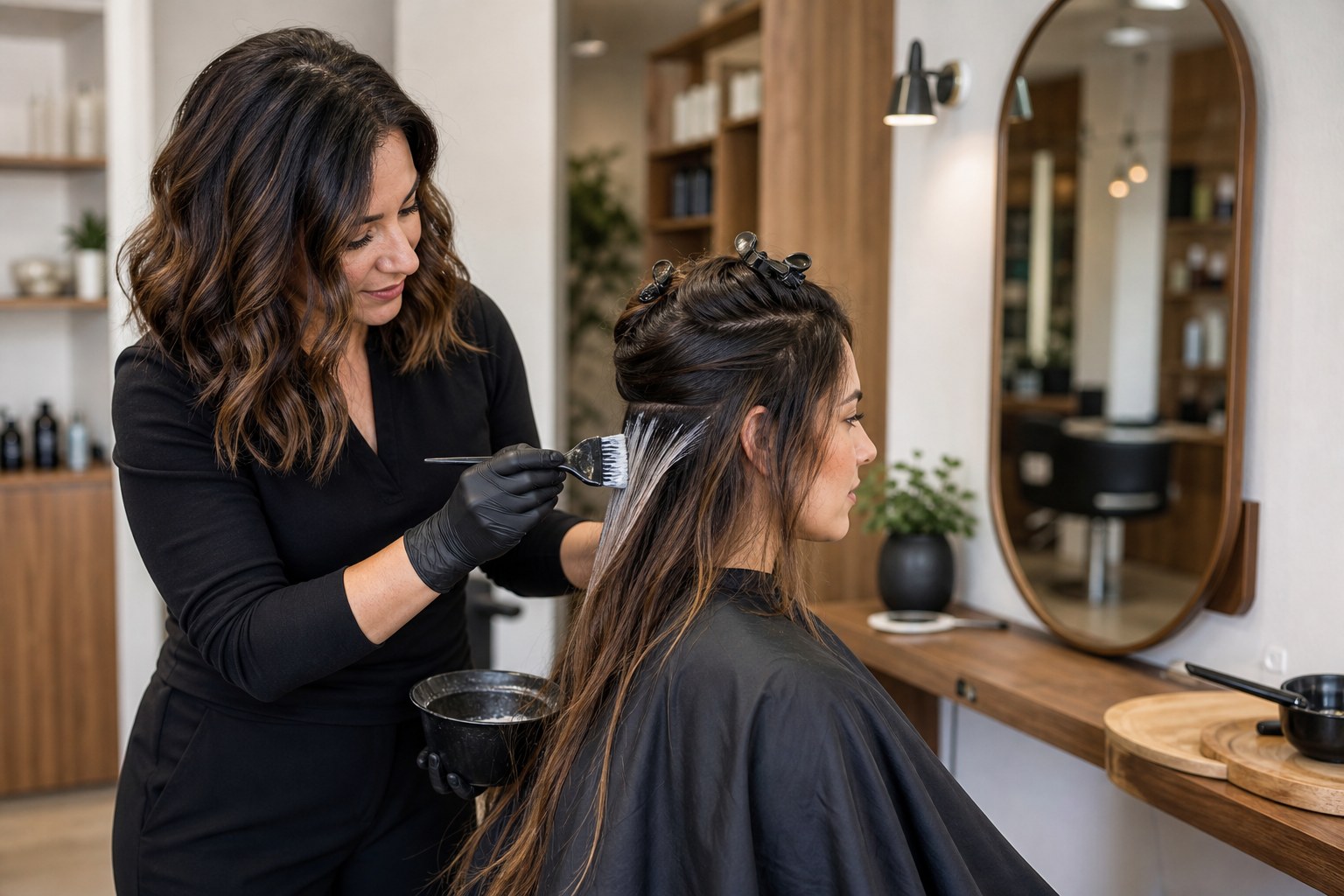 Professional hair color service at The Color Room