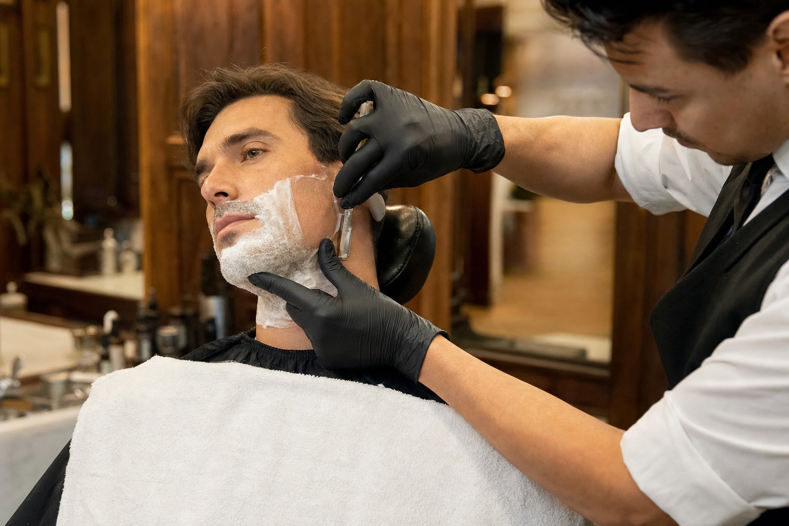 Traditional straight-razor shave at Woody’s Barber Shop