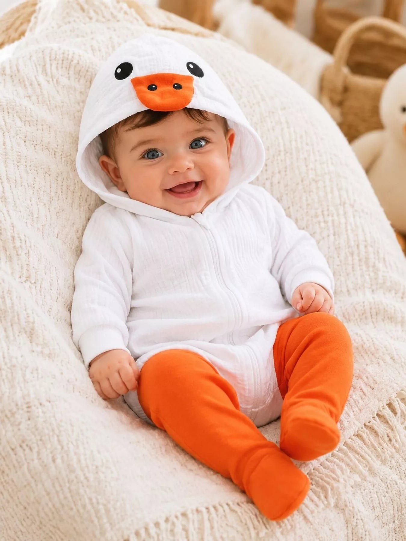 Children's duck hooded jumpsuit