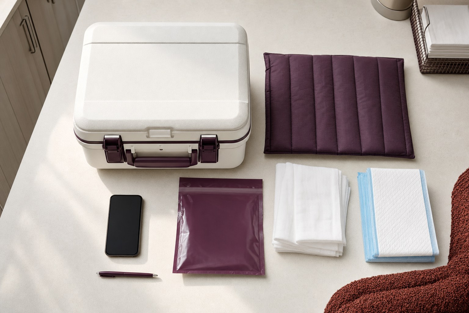Organized medical courier route kit with insulated case and protective supplies
