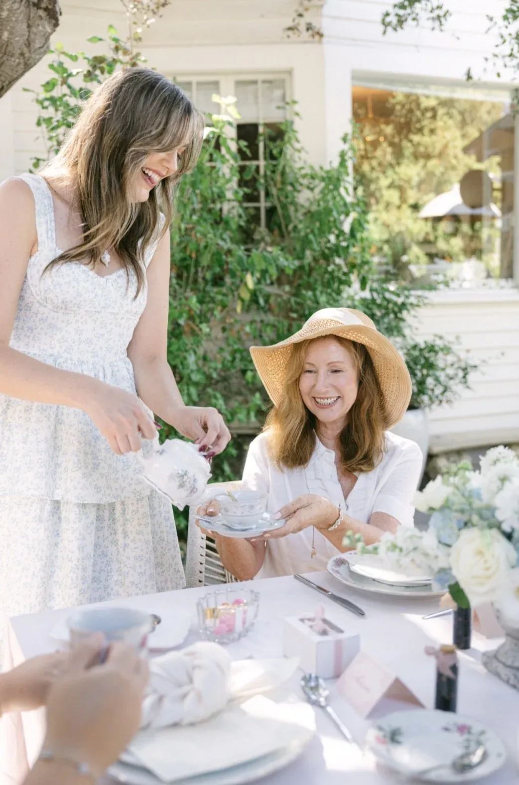 Garden tea table prepared for an afternoon gathering