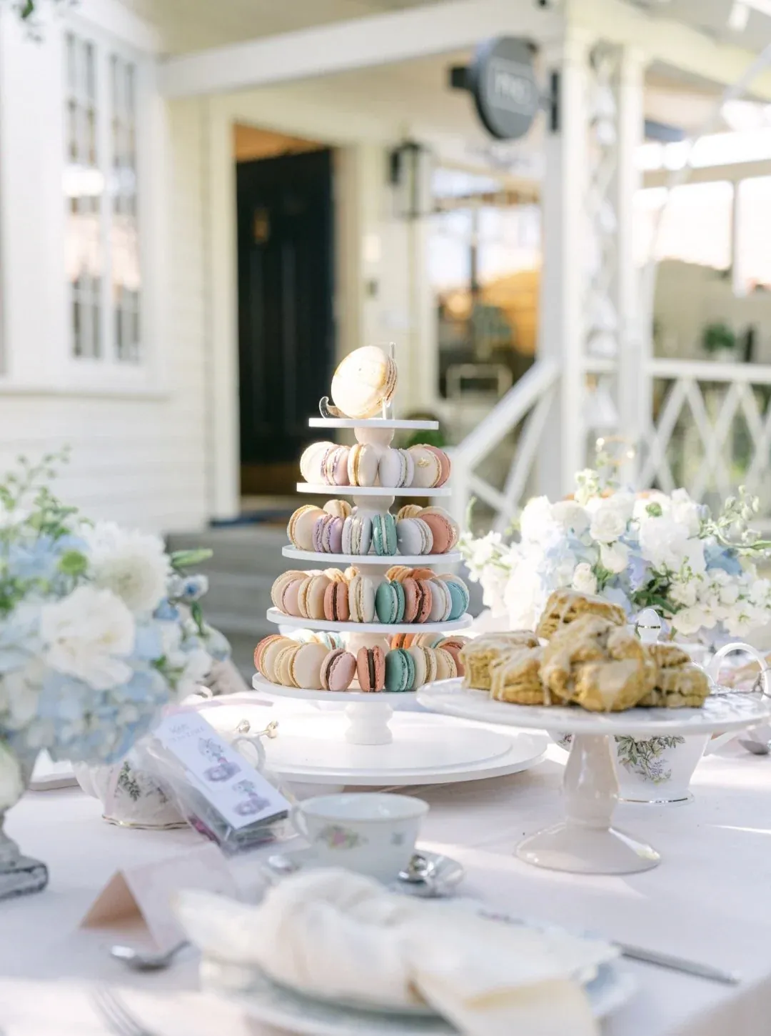 Tea service arranged in the garden