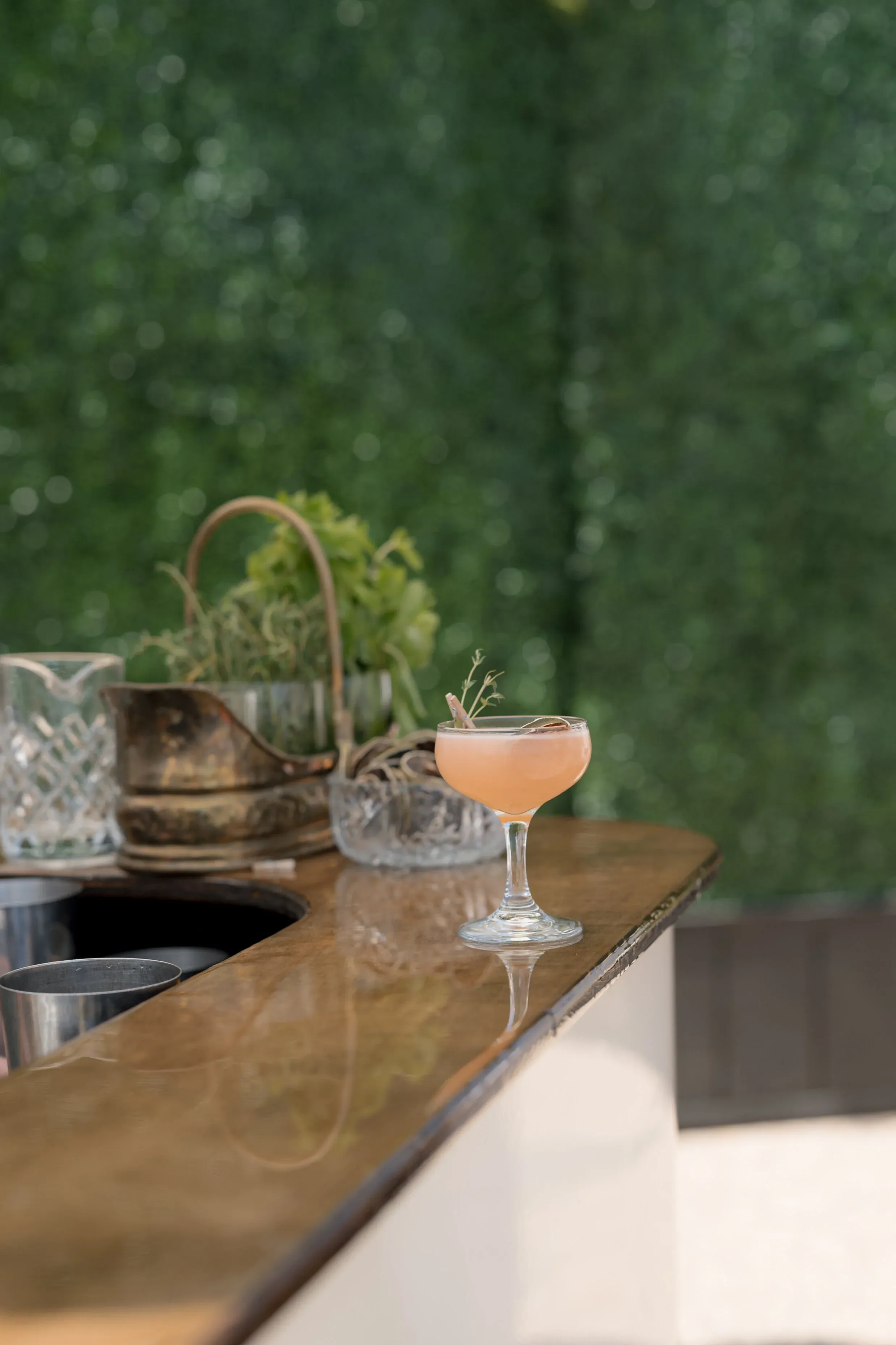 Garden cocktail setup for a celebration