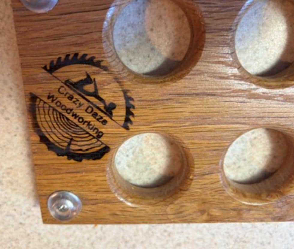 Reclaimed oak egg tray shown from above