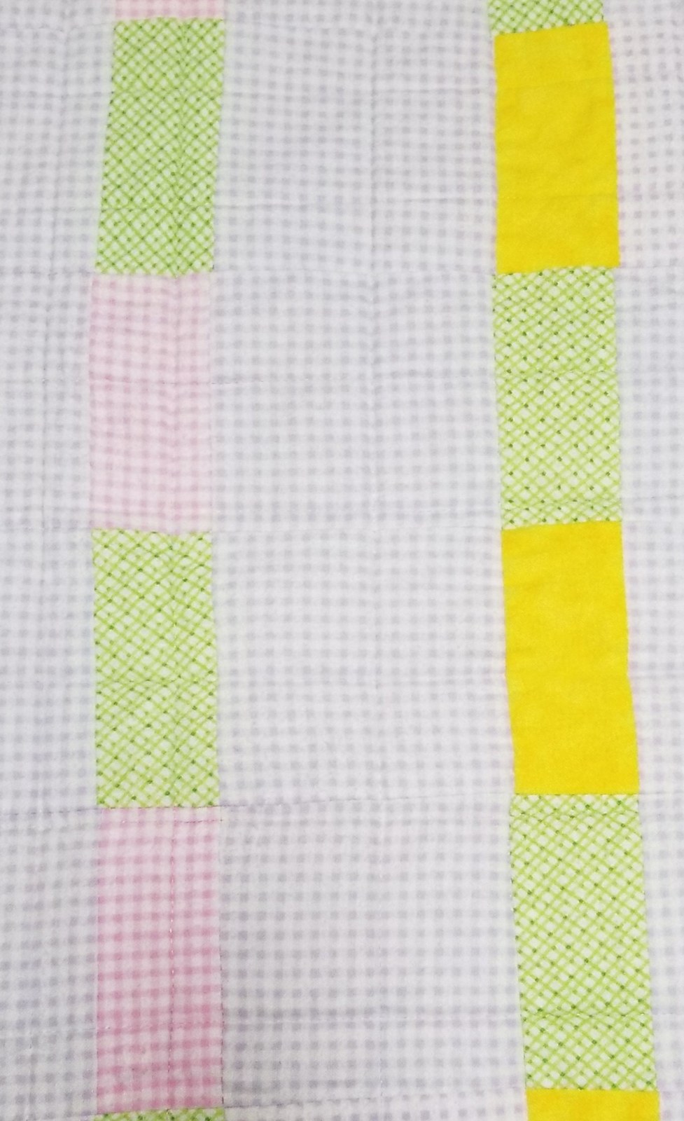 Handmade Flannel Patchwork Baby Quilt, Lavender Pink Yellow Green Crib Blanket (39"x44"), Baby Shower Gift, view 10