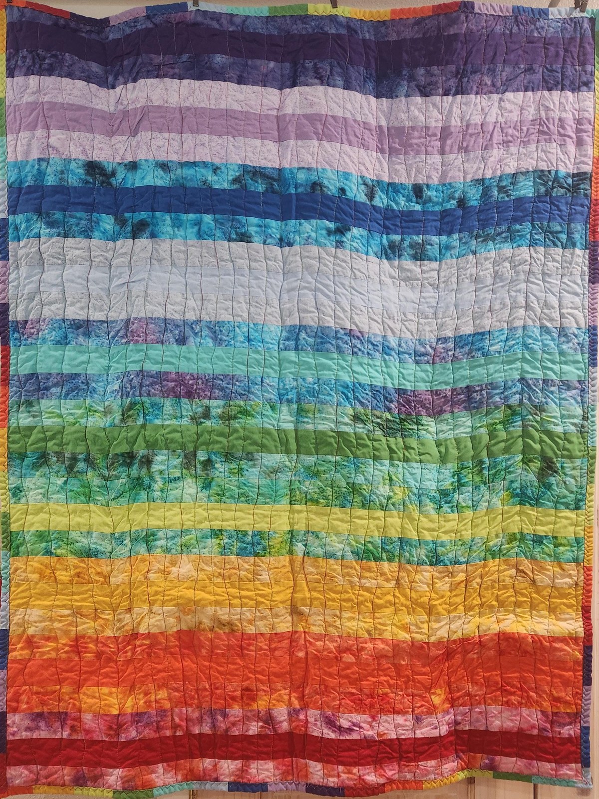 Rainbow Baby Quilt, Handmade Toddler Blanket, Colorful Cotton Nursery Quilt, Rainbow Nursery Decor, Baby Shower Gift, Toddler Bed Blanket
