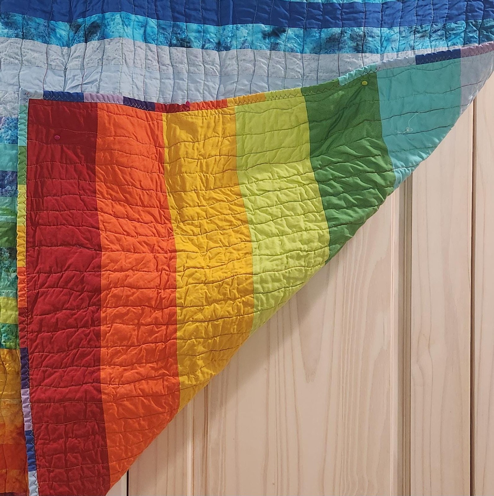 Rainbow Baby Quilt, Handmade Toddler Blanket, Colorful Cotton Nursery Quilt, Rainbow Nursery Decor, Baby Shower Gift, Toddler Bed Blanket, view 7