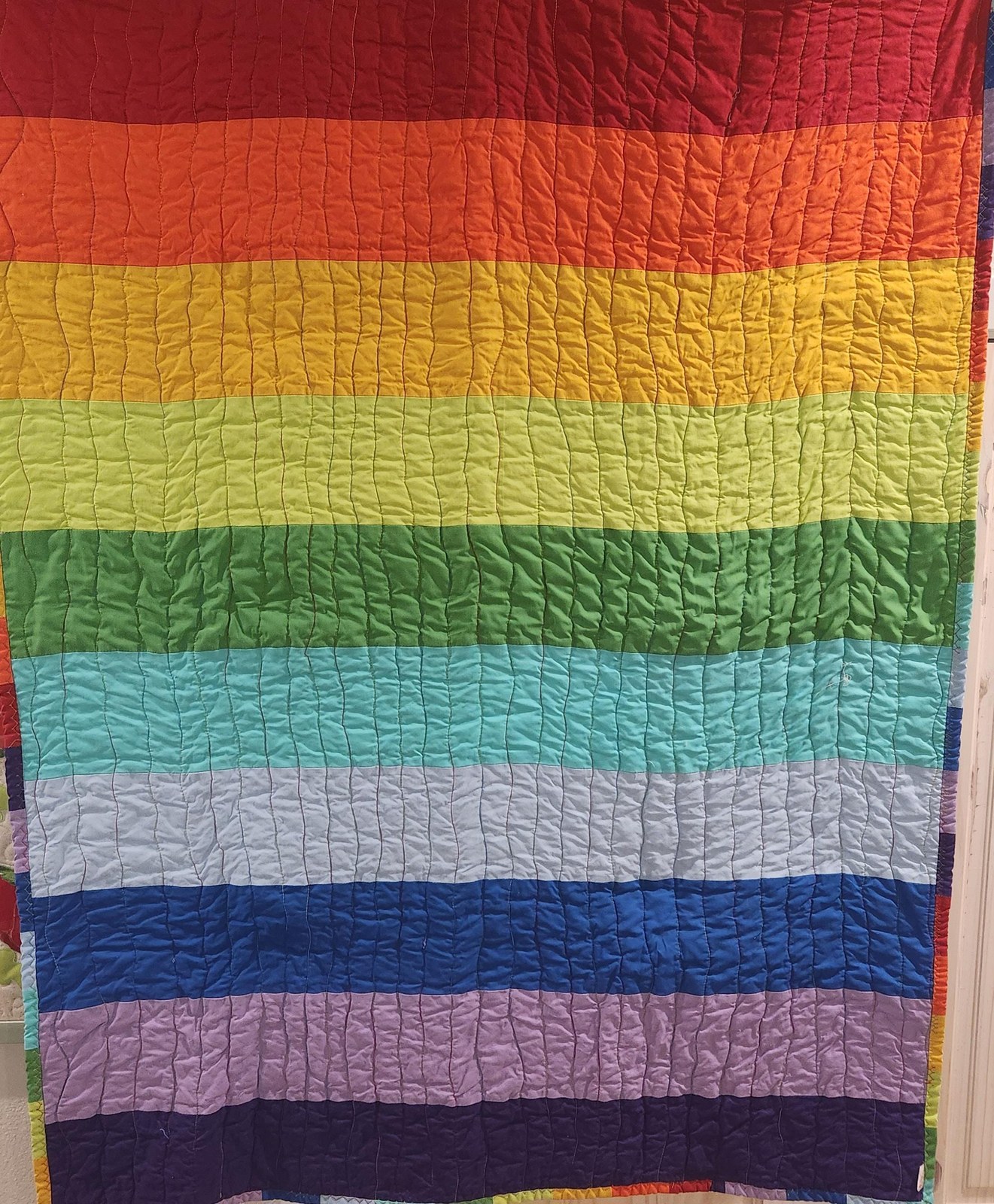 Rainbow Baby Quilt, Handmade Toddler Blanket, Colorful Cotton Nursery Quilt, Rainbow Nursery Decor, Baby Shower Gift, Toddler Bed Blanket, view 8