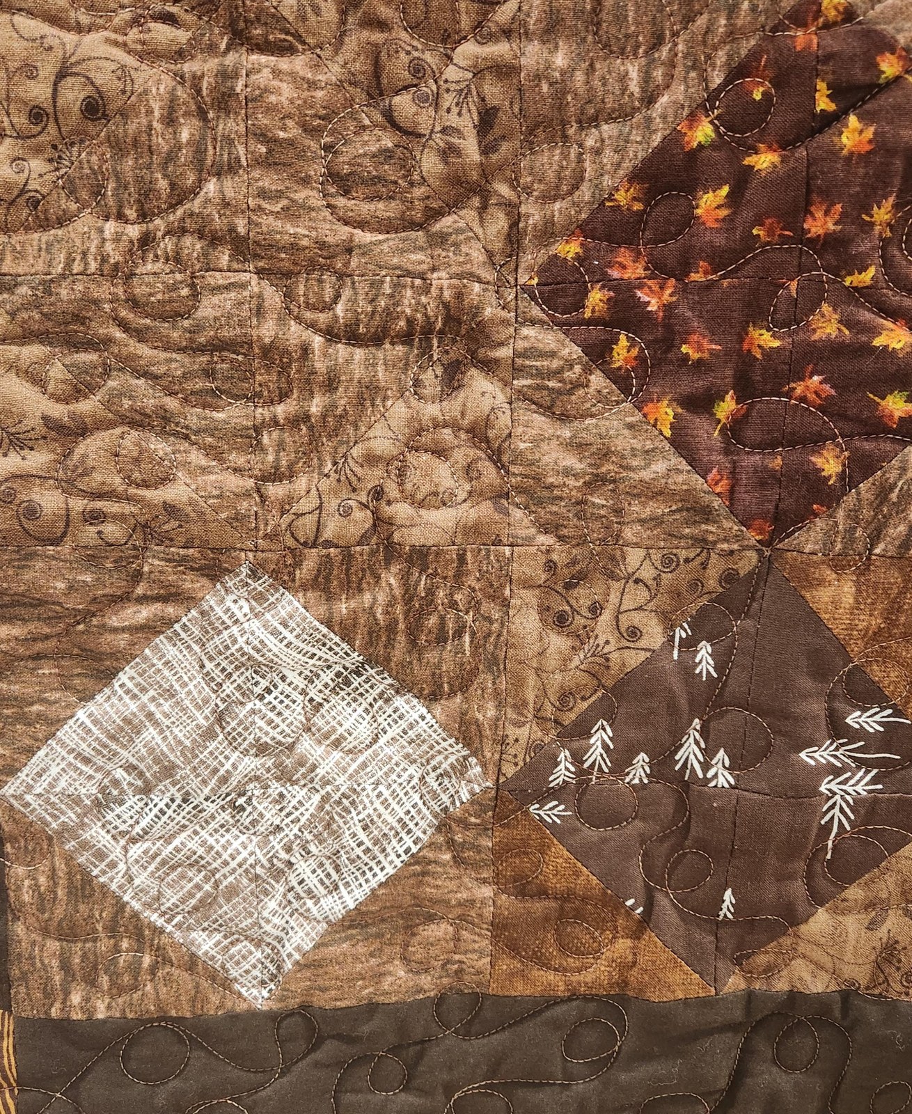 One-of-a-Kind Brown Patchwork Lap Quilt, Handmade Cotton Baby Blanket, view 2