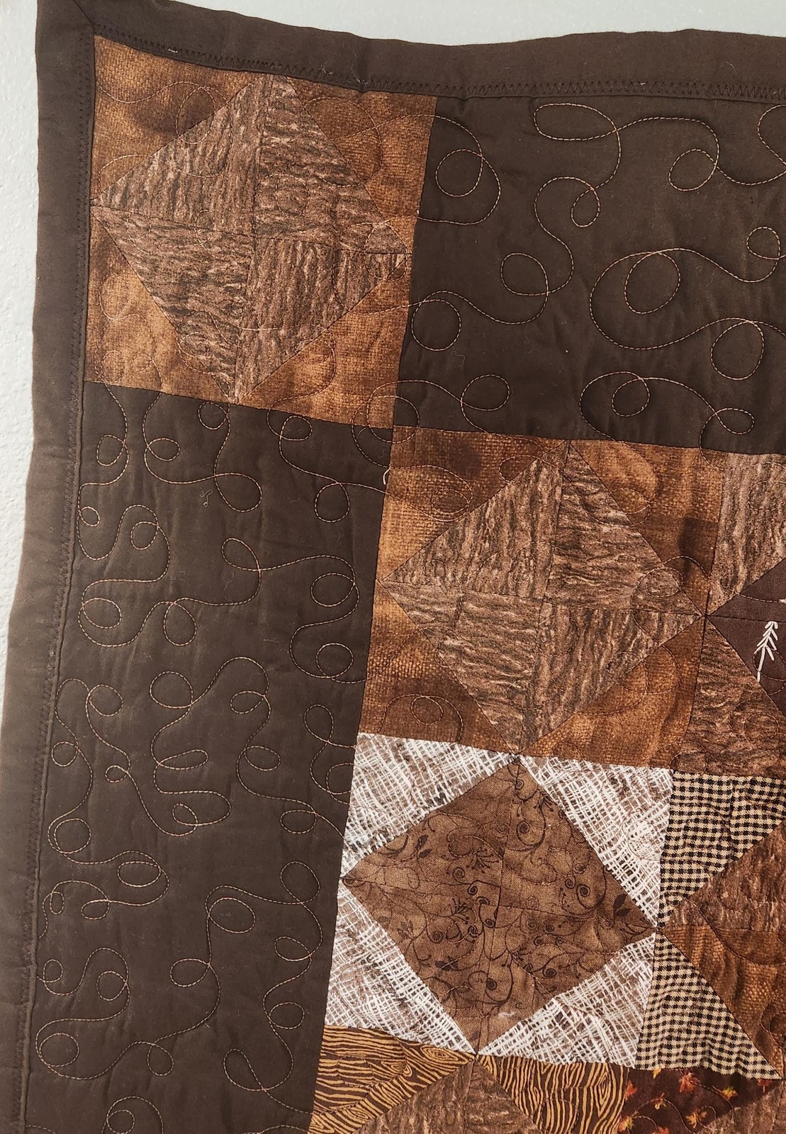 One-of-a-Kind Brown Patchwork Lap Quilt, Handmade Cotton Baby Blanket, view 6