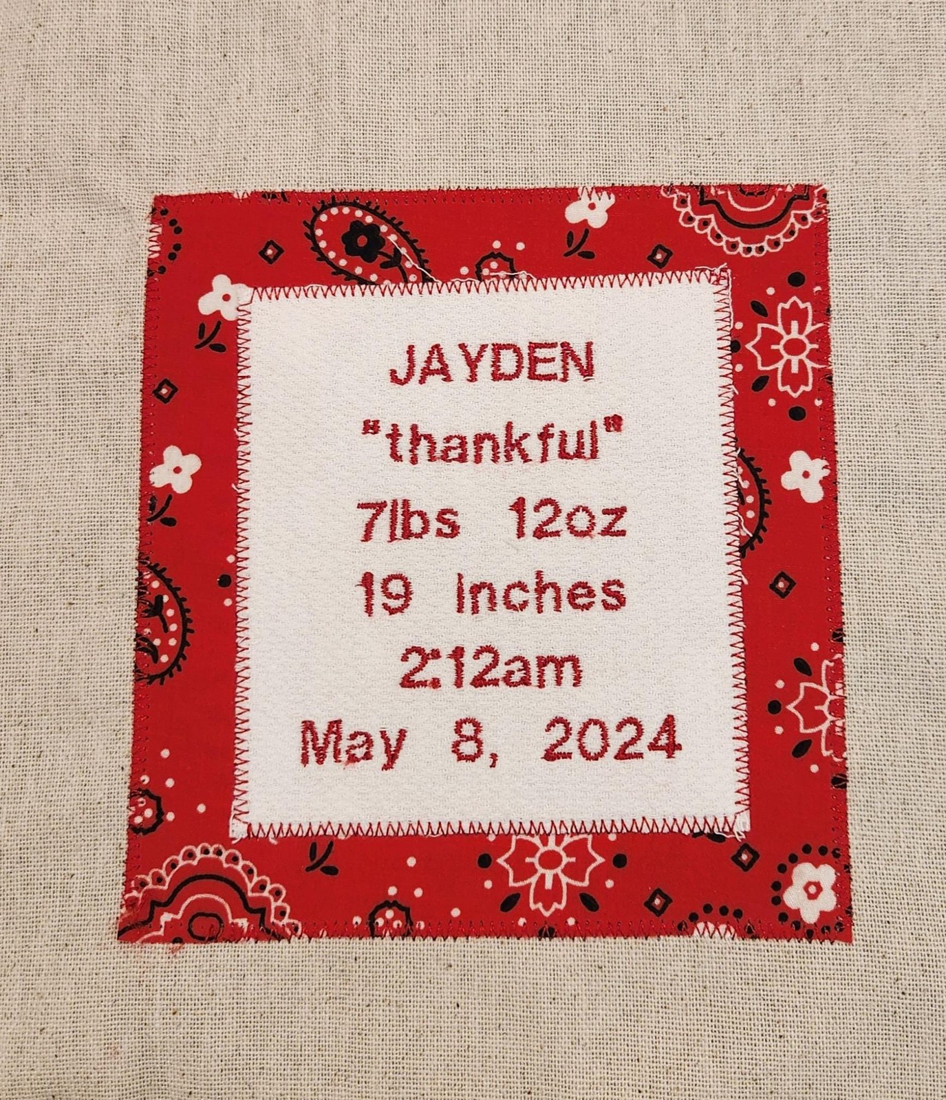 Custom Embroidered Birth Stats Add-On, Personalize Your Own Baby Quilt or Name Book