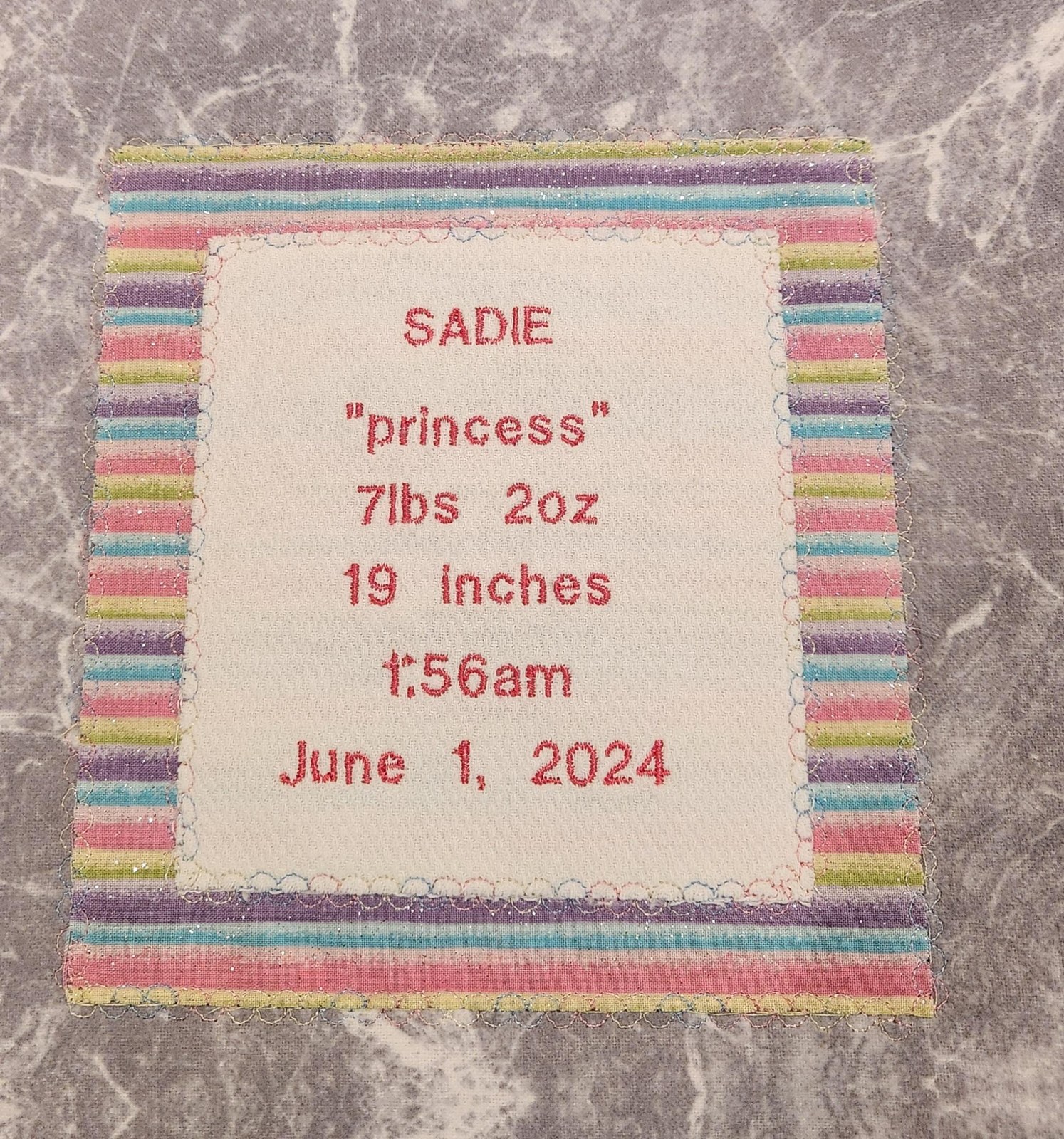 Custom Embroidered Birth Stats Add-On, Personalize Your Own Baby Quilt or Name Book, view 2