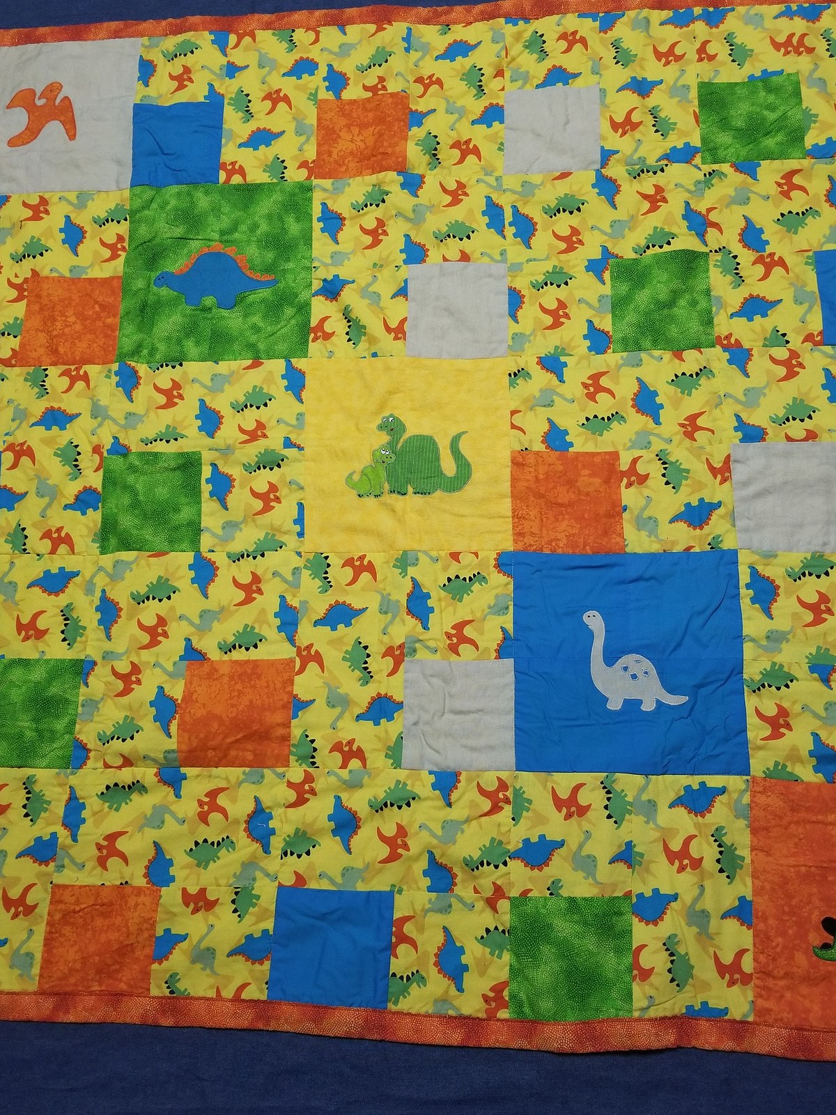 One-of-a-Kind Dinosaur Baby Quilt, Handmade Patchwork Flannel Nursery Blanket, Dino Nursery Decor, Baby Boy Shower Gift, New Baby Gift