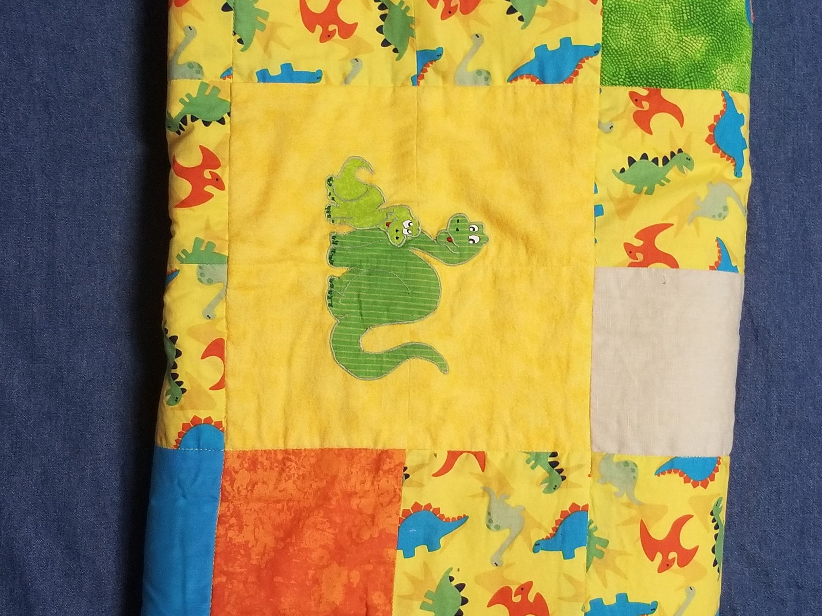 One-of-a-Kind Dinosaur Baby Quilt, Handmade Patchwork Flannel Nursery Blanket, Dino Nursery Decor, Baby Boy Shower Gift, New Baby Gift, view 10