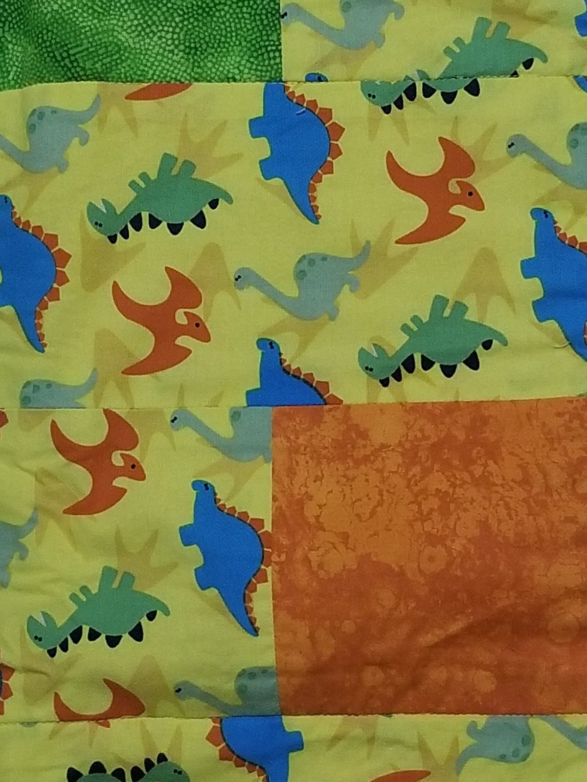 One-of-a-Kind Dinosaur Baby Quilt, Handmade Patchwork Flannel Nursery Blanket, Dino Nursery Decor, Baby Boy Shower Gift, New Baby Gift, view 2