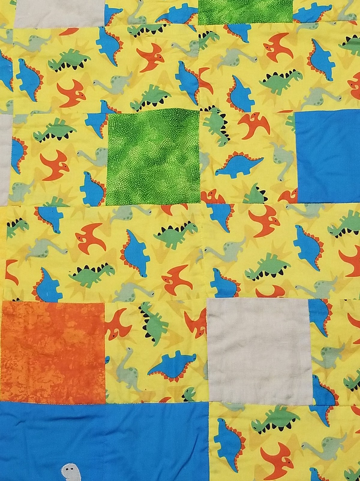 One-of-a-Kind Dinosaur Baby Quilt, Handmade Patchwork Flannel Nursery Blanket, Dino Nursery Decor, Baby Boy Shower Gift, New Baby Gift, view 8